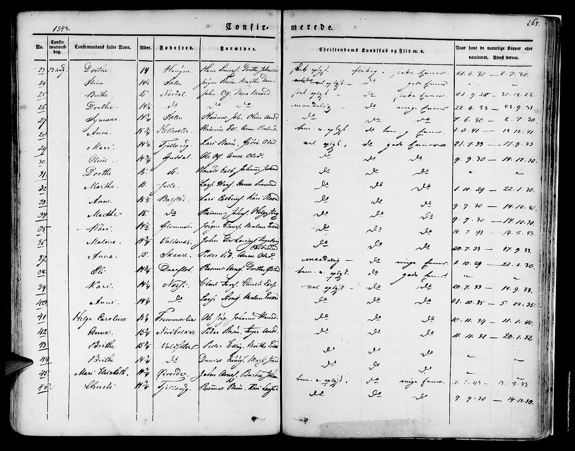 Innvik sokneprestembete, SAB/A-80501: Parish register (official) no. A 4I, 1831-1846, p. 267