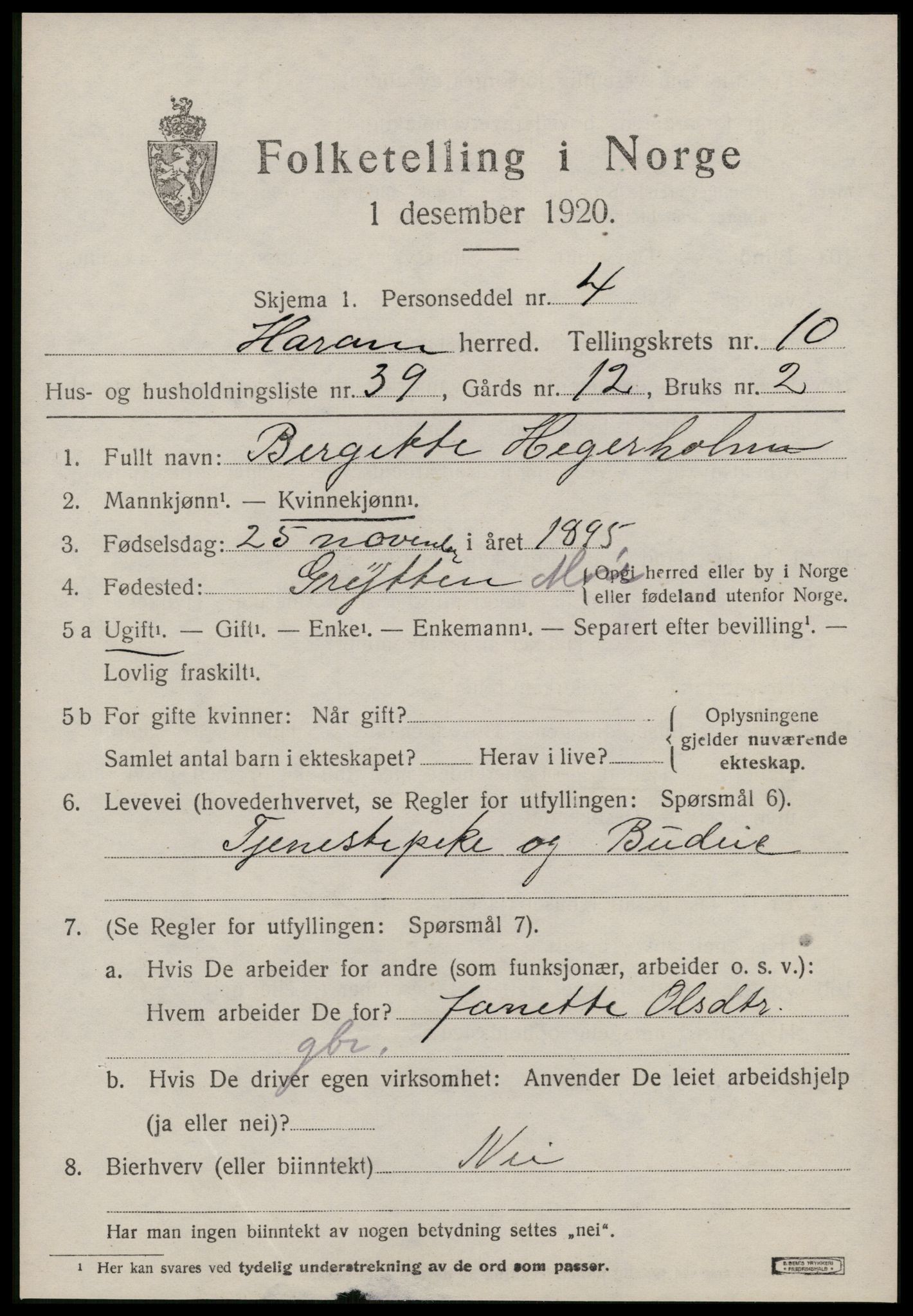 SAT, 1920 census for Haram, 1920, p. 6257