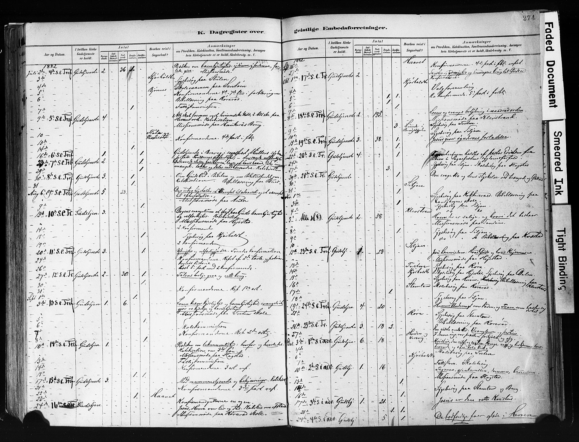 Eidanger kirkebøker, AV/SAKO-A-261/F/Fa/L0012: Parish register (official) no. 12, 1879-1900, p. 274