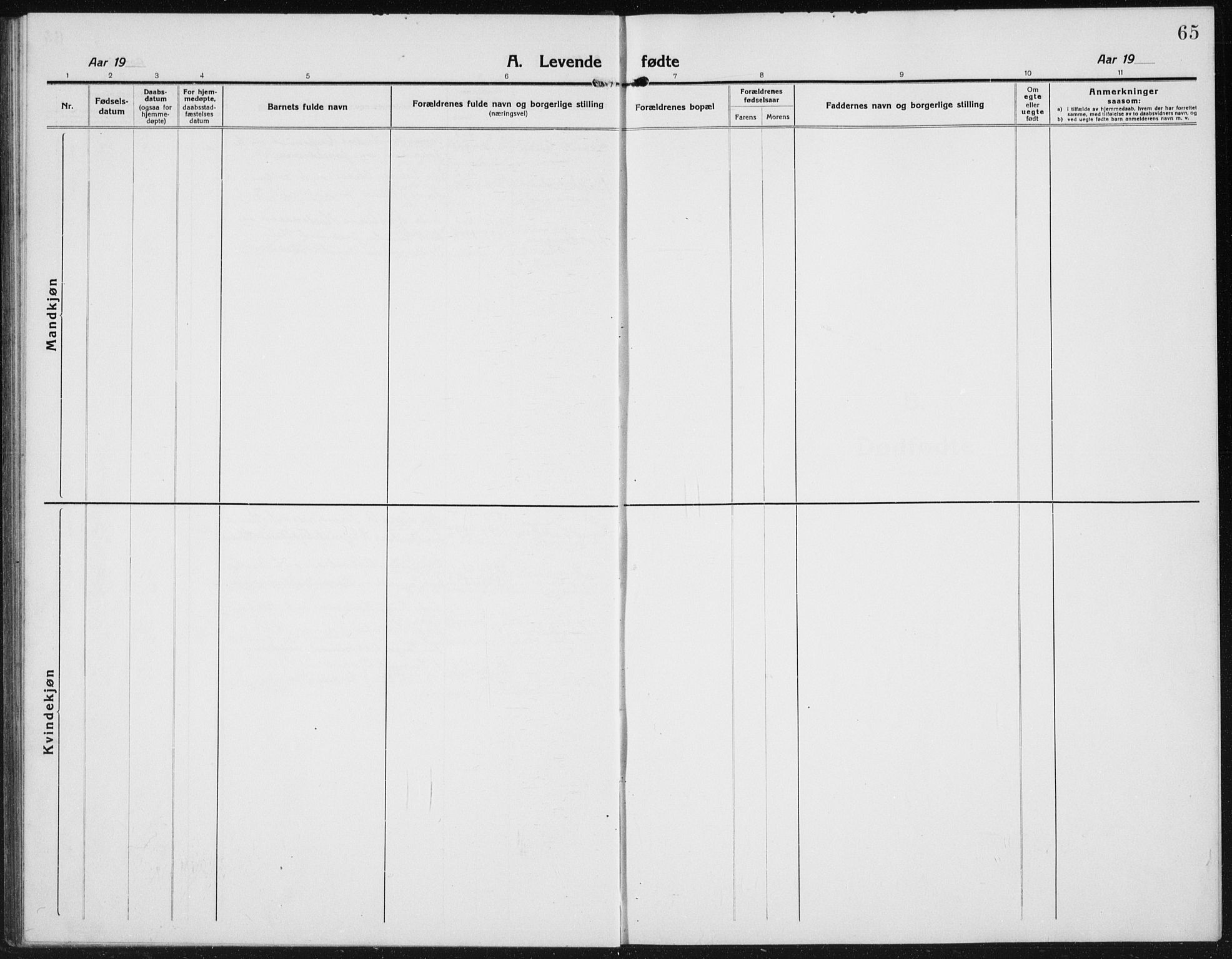 Kolbu prestekontor, SAH/PREST-110/H/Ha/Hab/L0006: Parish register (copy) no. 6, 1916-1934, p. 65