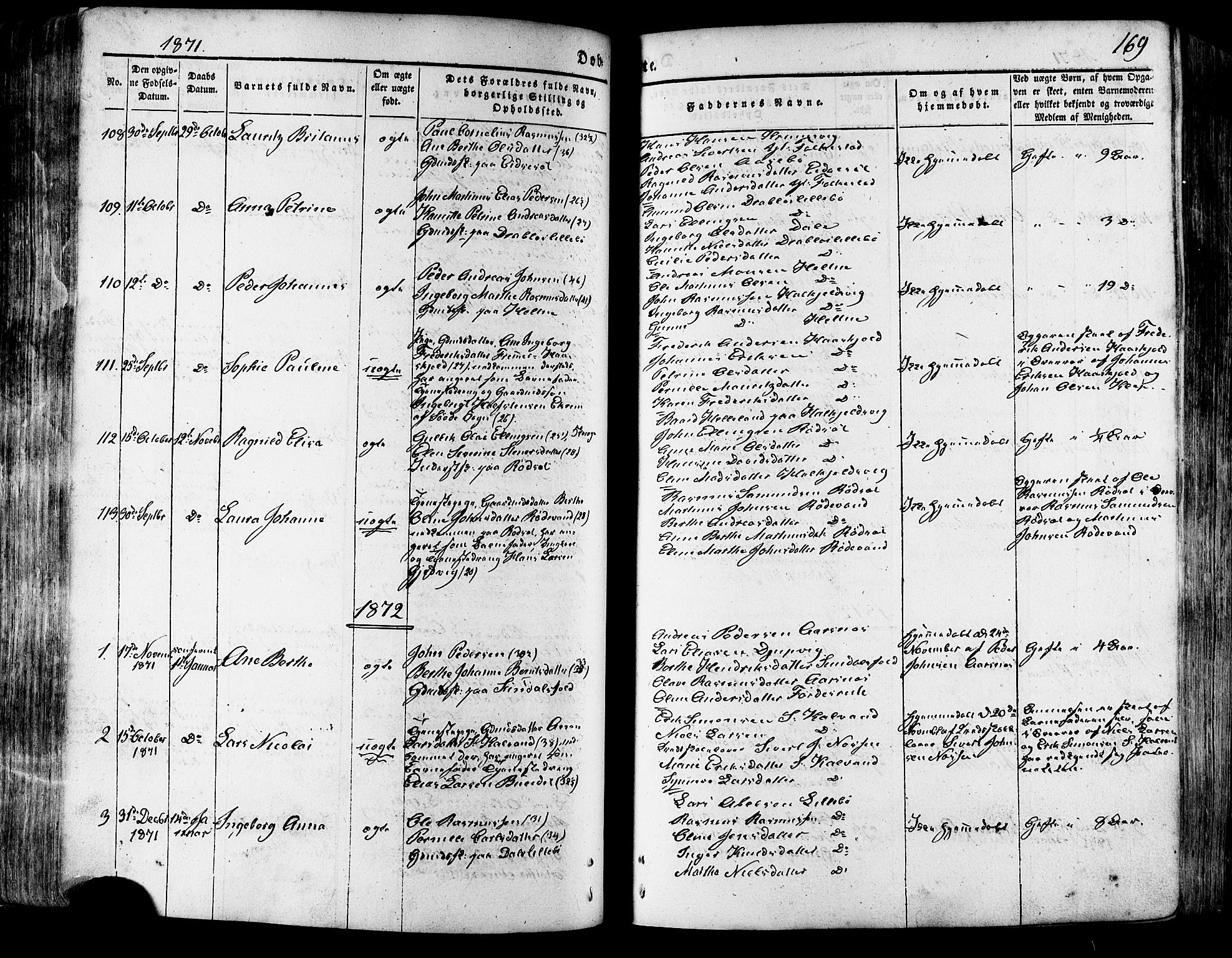 Ministerialprotokoller, klokkerbøker og fødselsregistre - Møre og Romsdal, SAT/A-1454/511/L0140: Parish register (official) no. 511A07, 1851-1878, p. 169