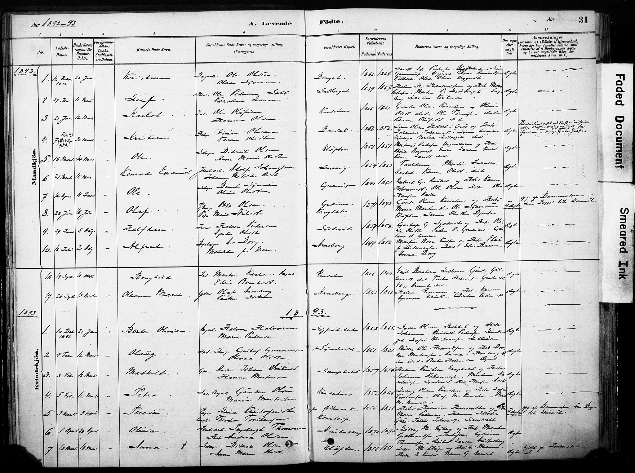 Hof prestekontor, AV/SAH-PREST-038/H/Ha/Haa/L0011: Parish register (official) no. 11, 1879-1911, p. 31