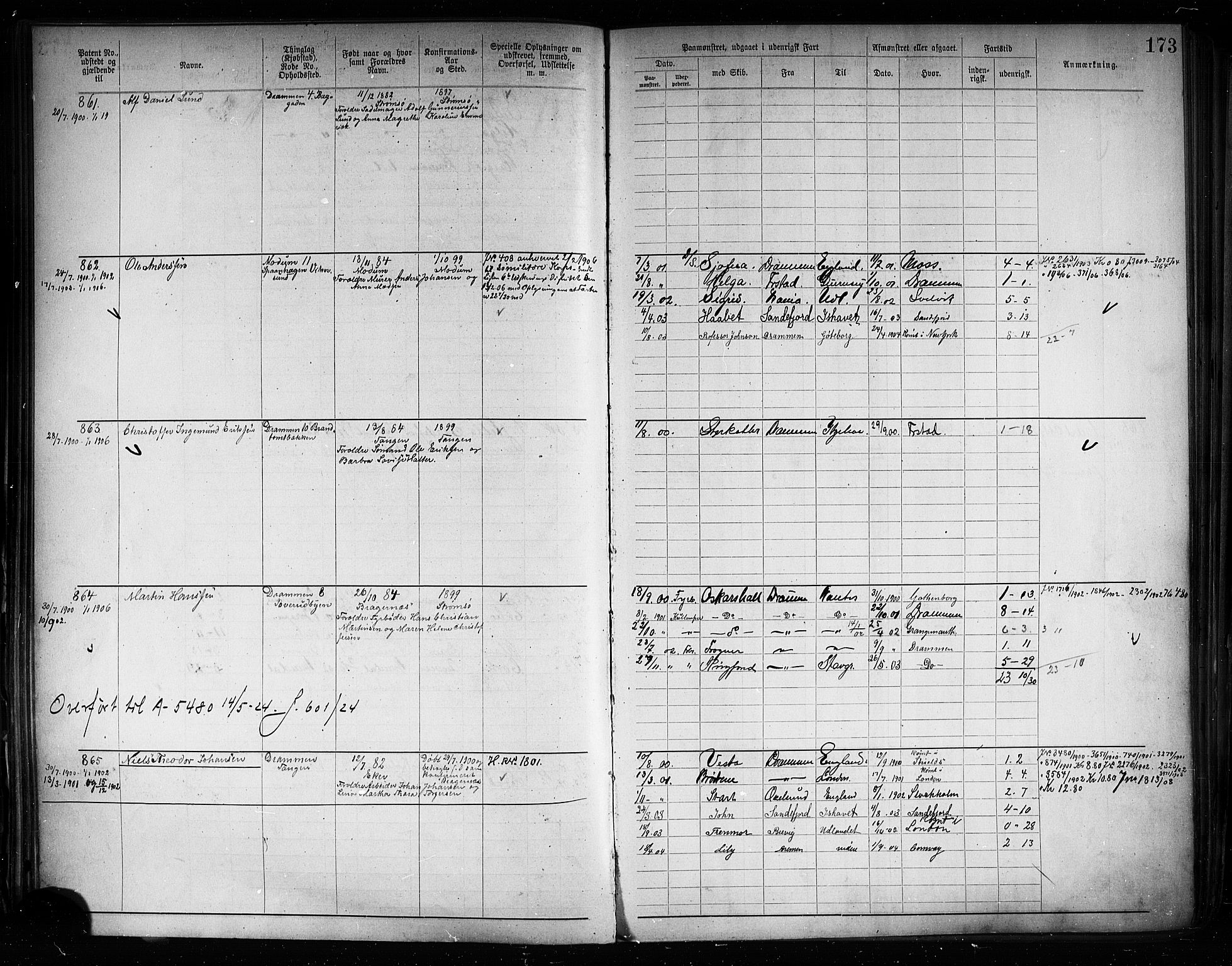 Drammen innrulleringsdistrikt, SAKO/A-781/F/Fb/L0005: Annotasjonsrulle, 1894-1905, p. 176