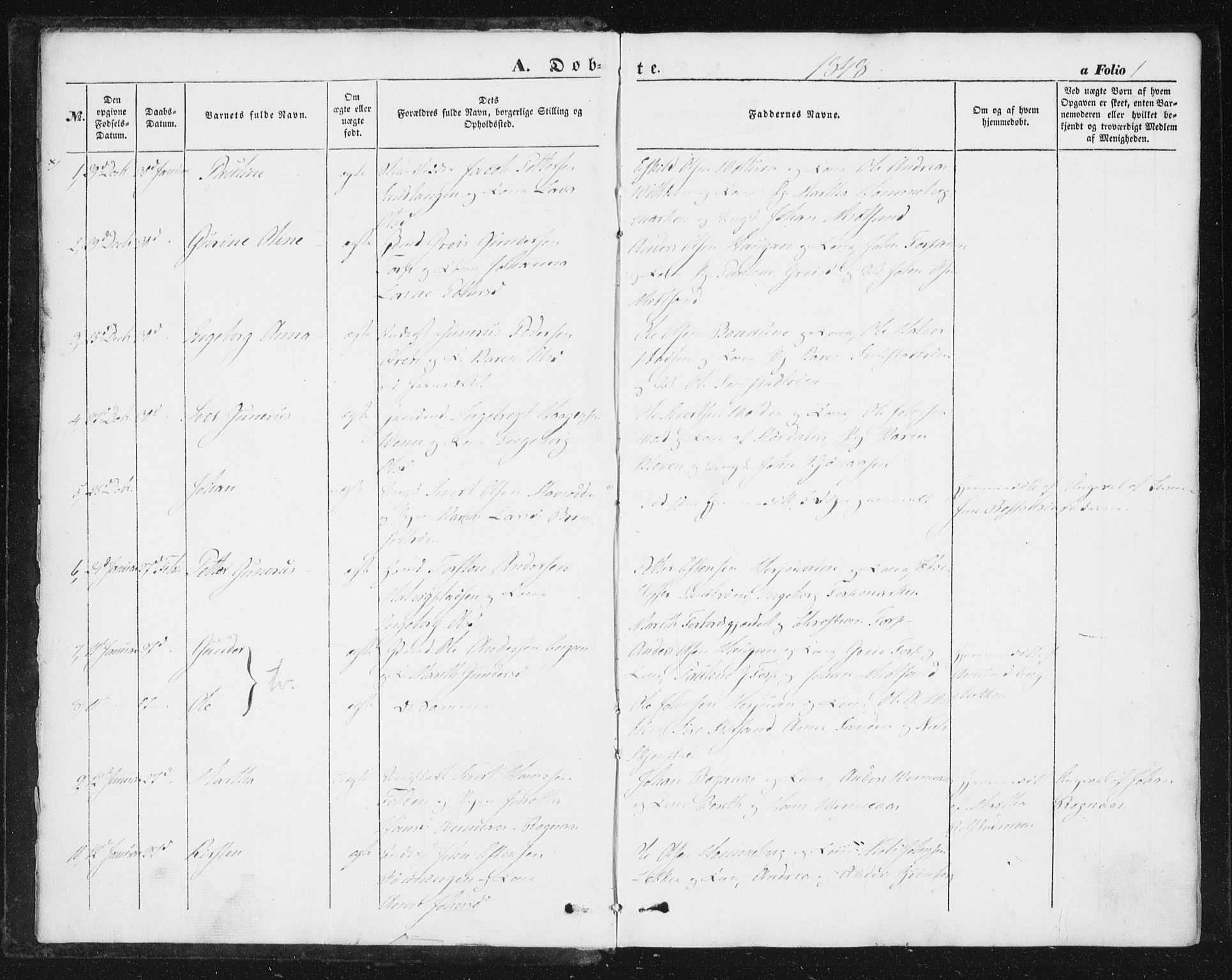 Ministerialprotokoller, klokkerbøker og fødselsregistre - Sør-Trøndelag, AV/SAT-A-1456/616/L0407: Parish register (official) no. 616A04, 1848-1856, p. 1