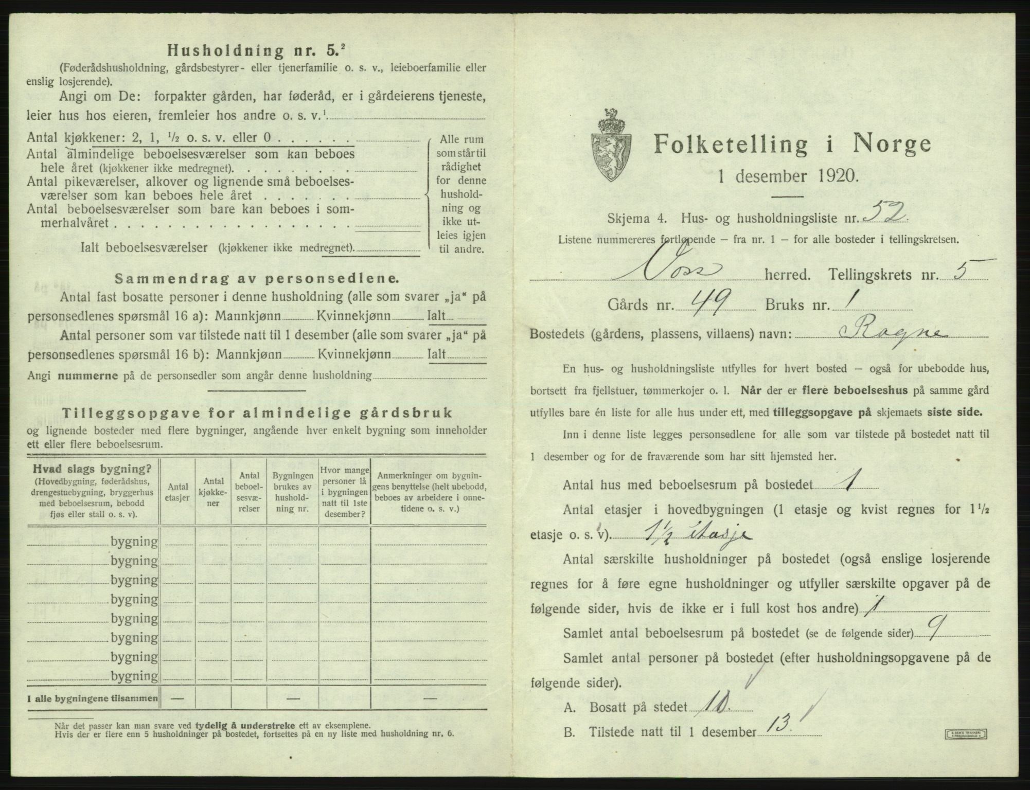SAB, 1920 census for Voss, 1920, p. 547