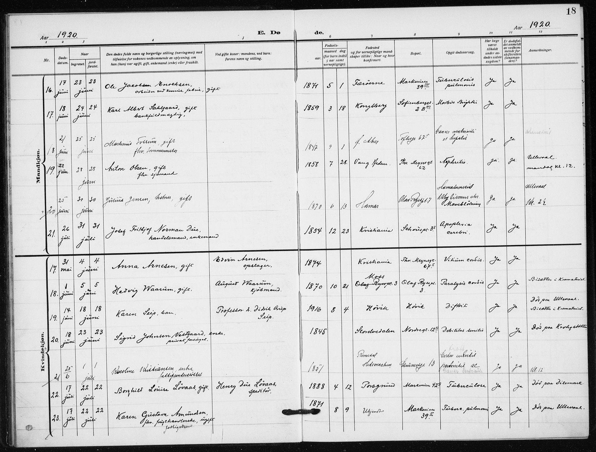 Hauge prestekontor Kirkebøker, AV/SAO-A-10849/F/Fa/L0005: Parish register (official) no. 5, 1917-1938, p. 18