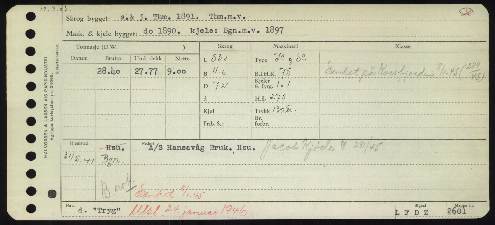 Sjøfartsdirektoratet med forløpere, Skipsmålingen, RA/S-1627/H/Hd/L0039: Fartøy, Ti-Tø, p. 709