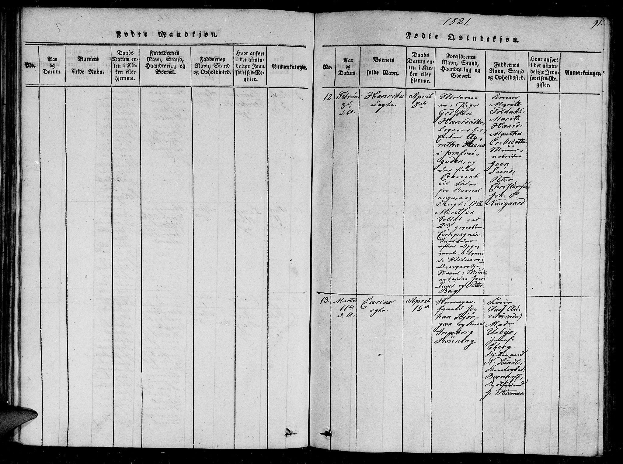 Ministerialprotokoller, klokkerbøker og fødselsregistre - Sør-Trøndelag, AV/SAT-A-1456/602/L0107: Parish register (official) no. 602A05, 1815-1821, p. 91