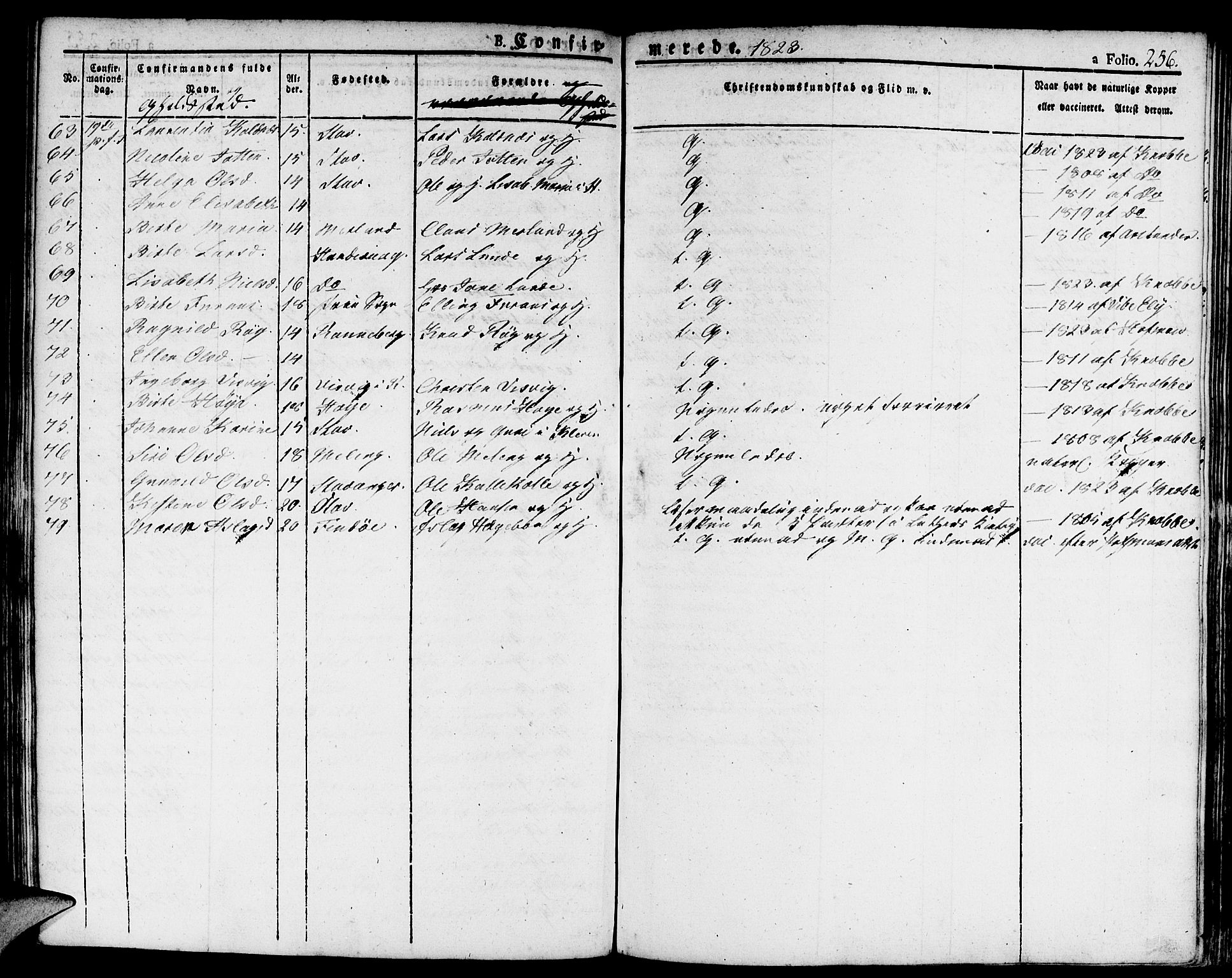 Domkirken sokneprestkontor, SAST/A-101812/001/30/30BA/L0009: Parish register (official) no. A 9, 1821-1832, p. 256