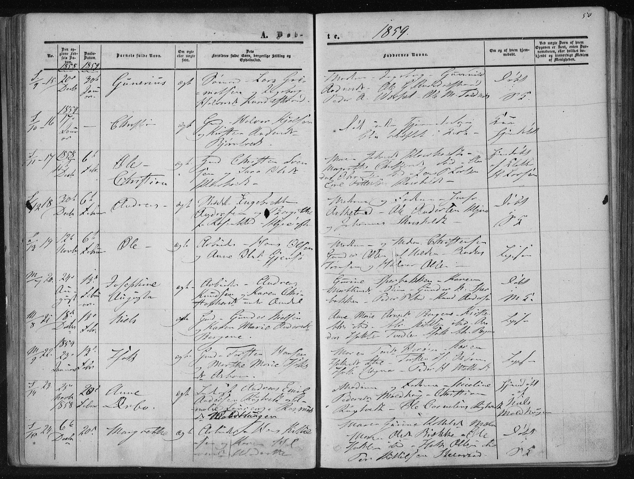 Solum kirkebøker, AV/SAKO-A-306/F/Fa/L0007: Parish register (official) no. I 7, 1856-1864, p. 50