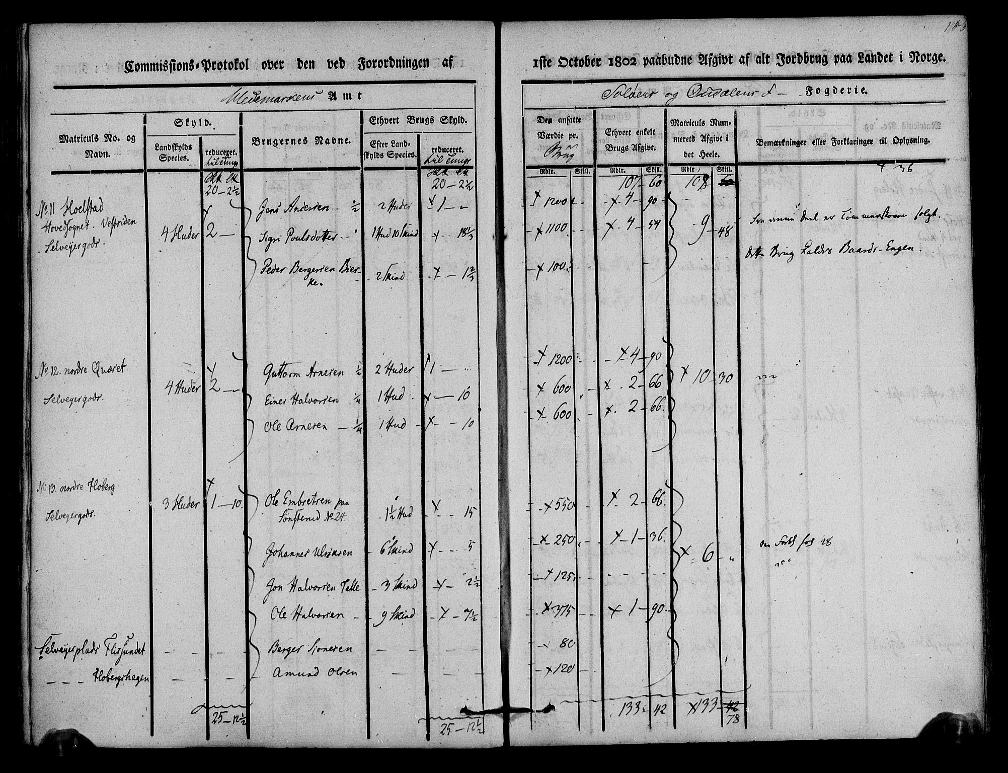 Rentekammeret inntil 1814, Realistisk ordnet avdeling, AV/RA-EA-4070/N/Ne/Nea/L0025: Solør og Odal fogderi. Kommisjonsprotokoll, 1803, p. 157