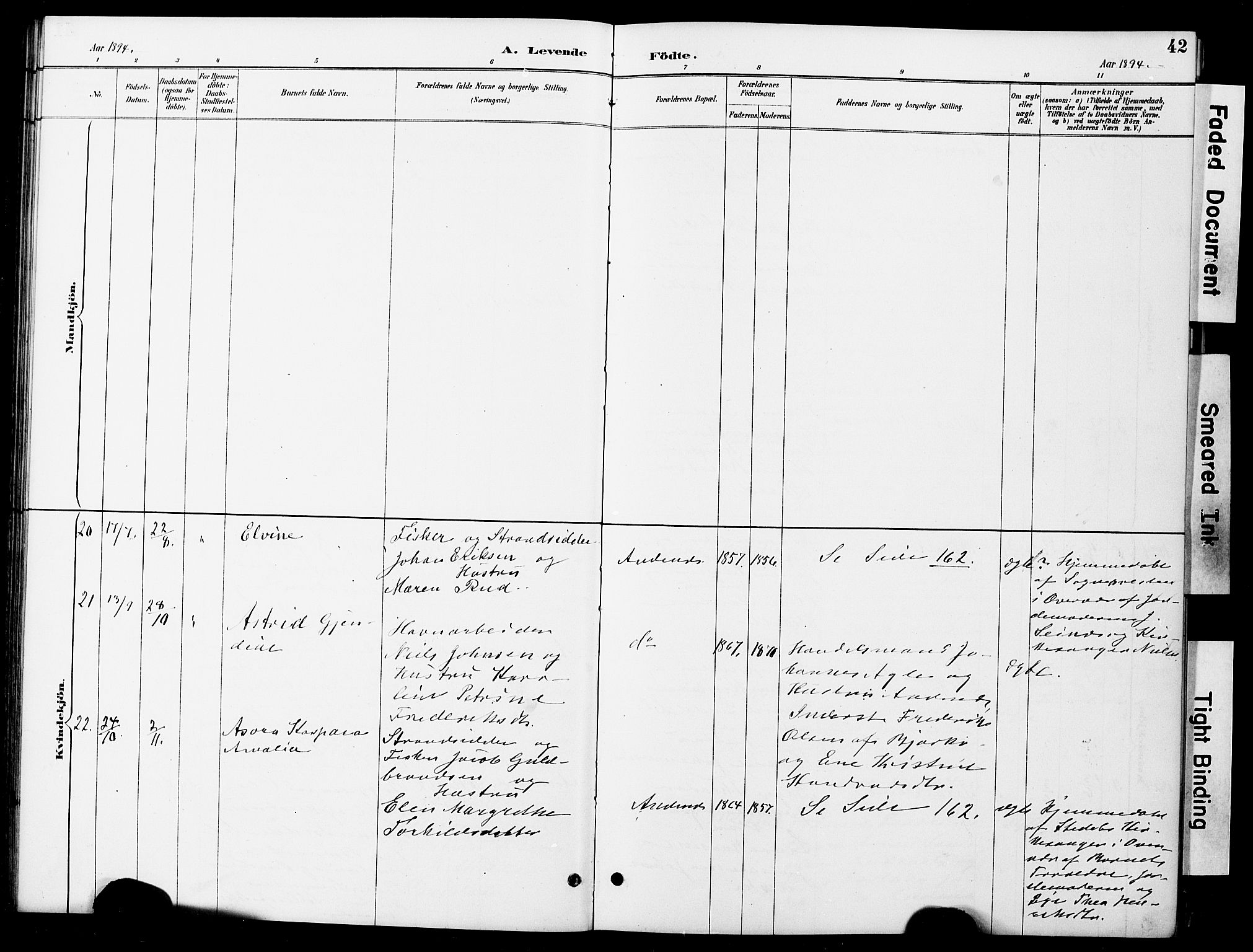 Ministerialprotokoller, klokkerbøker og fødselsregistre - Nordland, AV/SAT-A-1459/899/L1448: Parish register (copy) no. 899C03, 1887-1902, p. 42