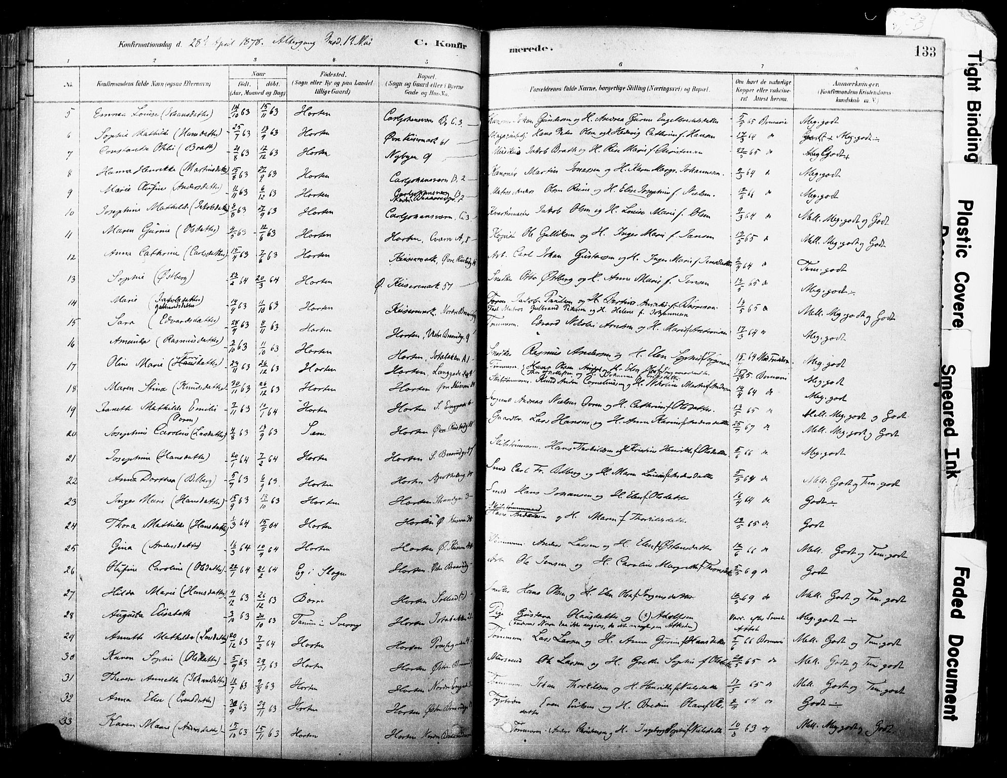 Horten kirkebøker, SAKO/A-348/F/Fa/L0003: Parish register (official) no. 3, 1878-1887, p. 133