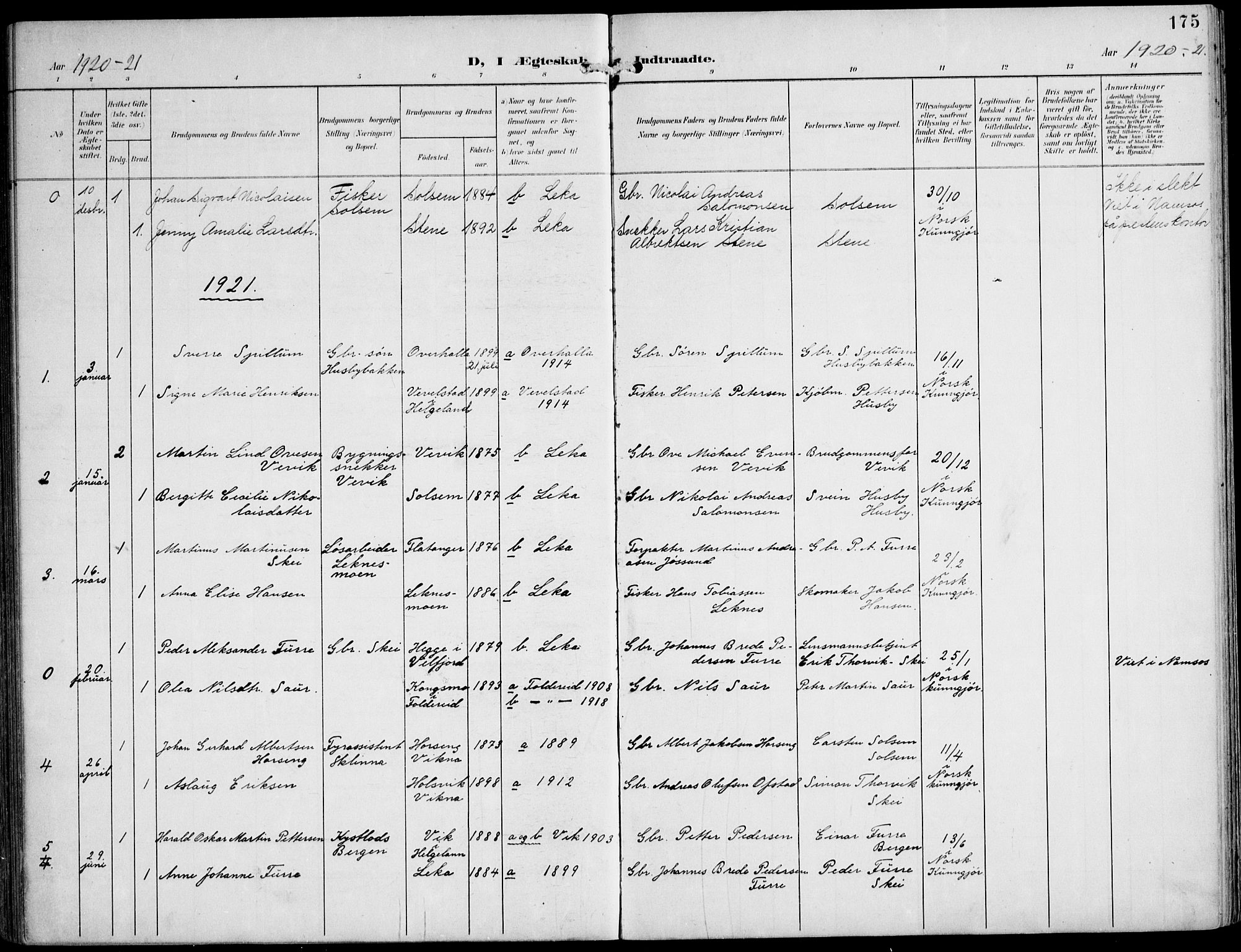 Ministerialprotokoller, klokkerbøker og fødselsregistre - Nord-Trøndelag, AV/SAT-A-1458/788/L0698: Parish register (official) no. 788A05, 1902-1921, p. 175