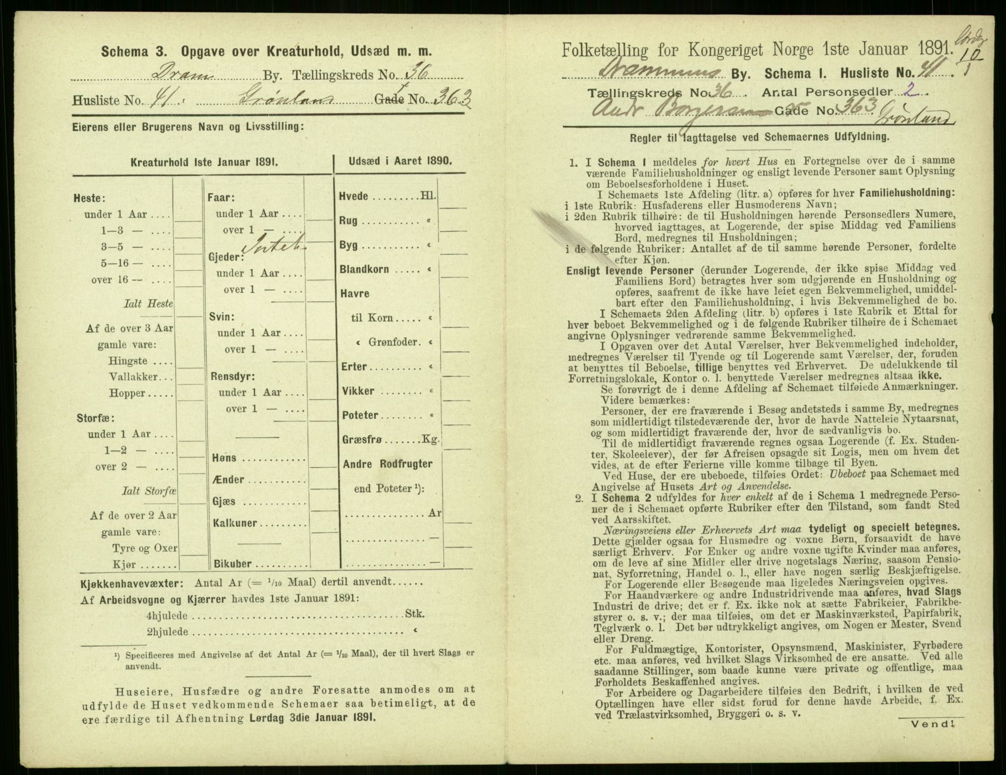 RA, 1891 census for 0602 Drammen, 1891, p. 3351