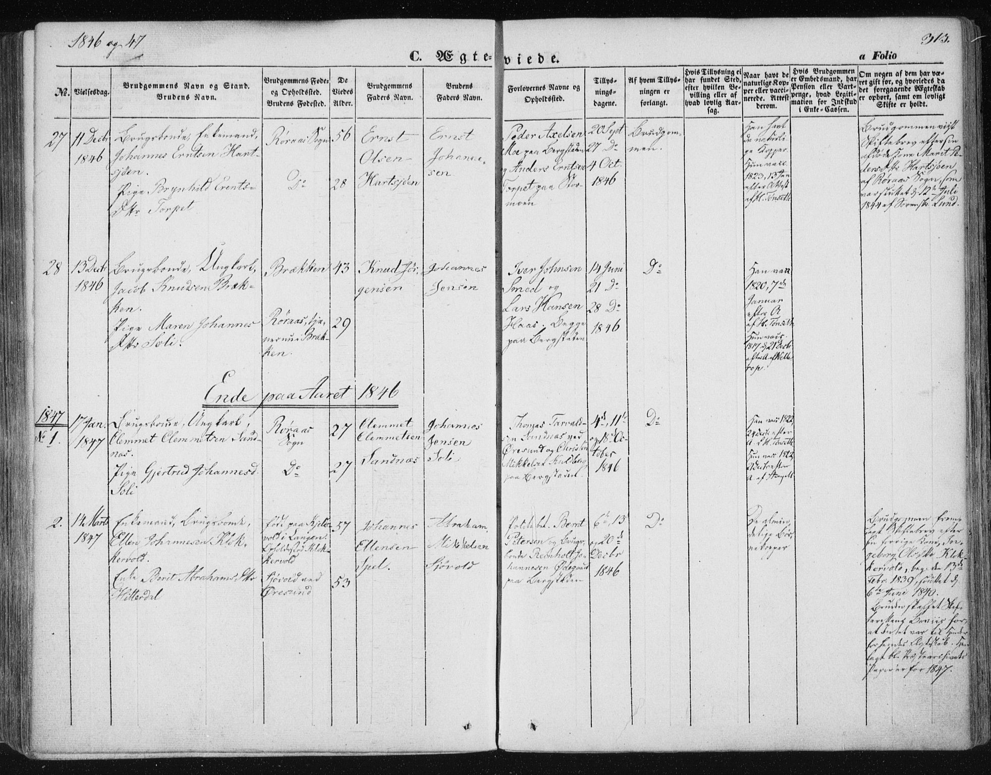 Ministerialprotokoller, klokkerbøker og fødselsregistre - Sør-Trøndelag, SAT/A-1456/681/L0931: Parish register (official) no. 681A09, 1845-1859, p. 313