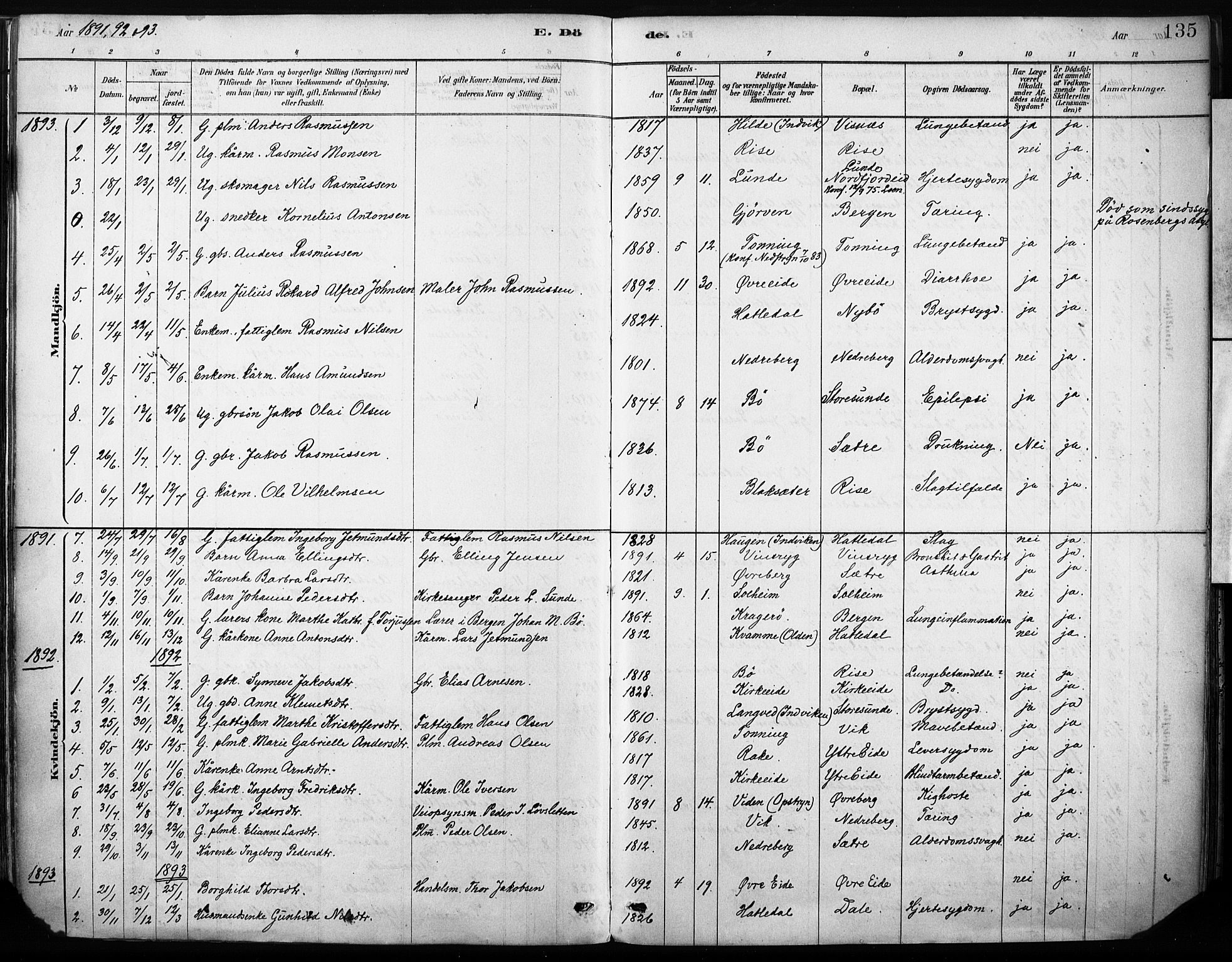 Stryn Sokneprestembete, AV/SAB-A-82501: Parish register (official) no. B 1, 1878-1907, p. 135