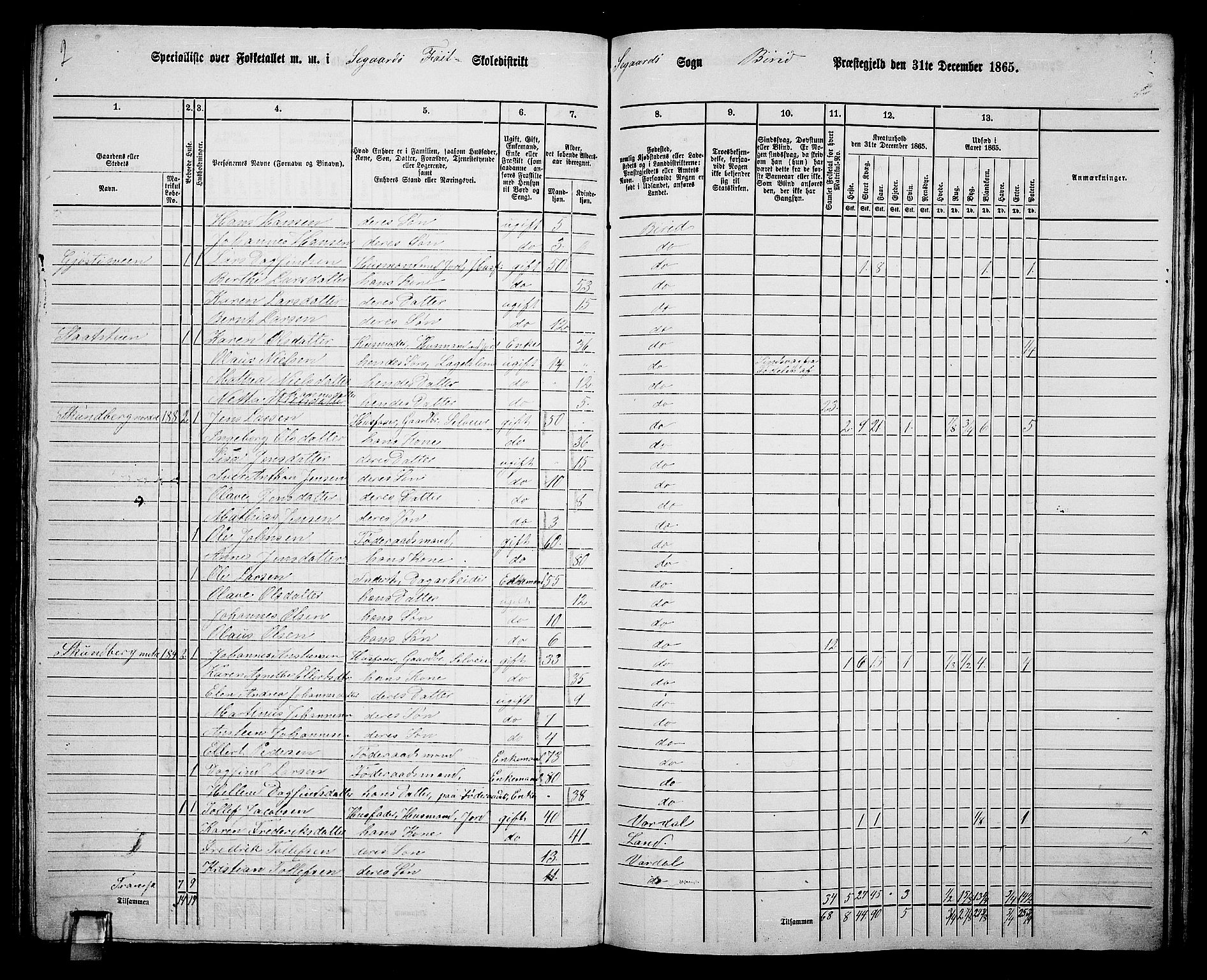 RA, 1865 census for Biri, 1865, p. 175