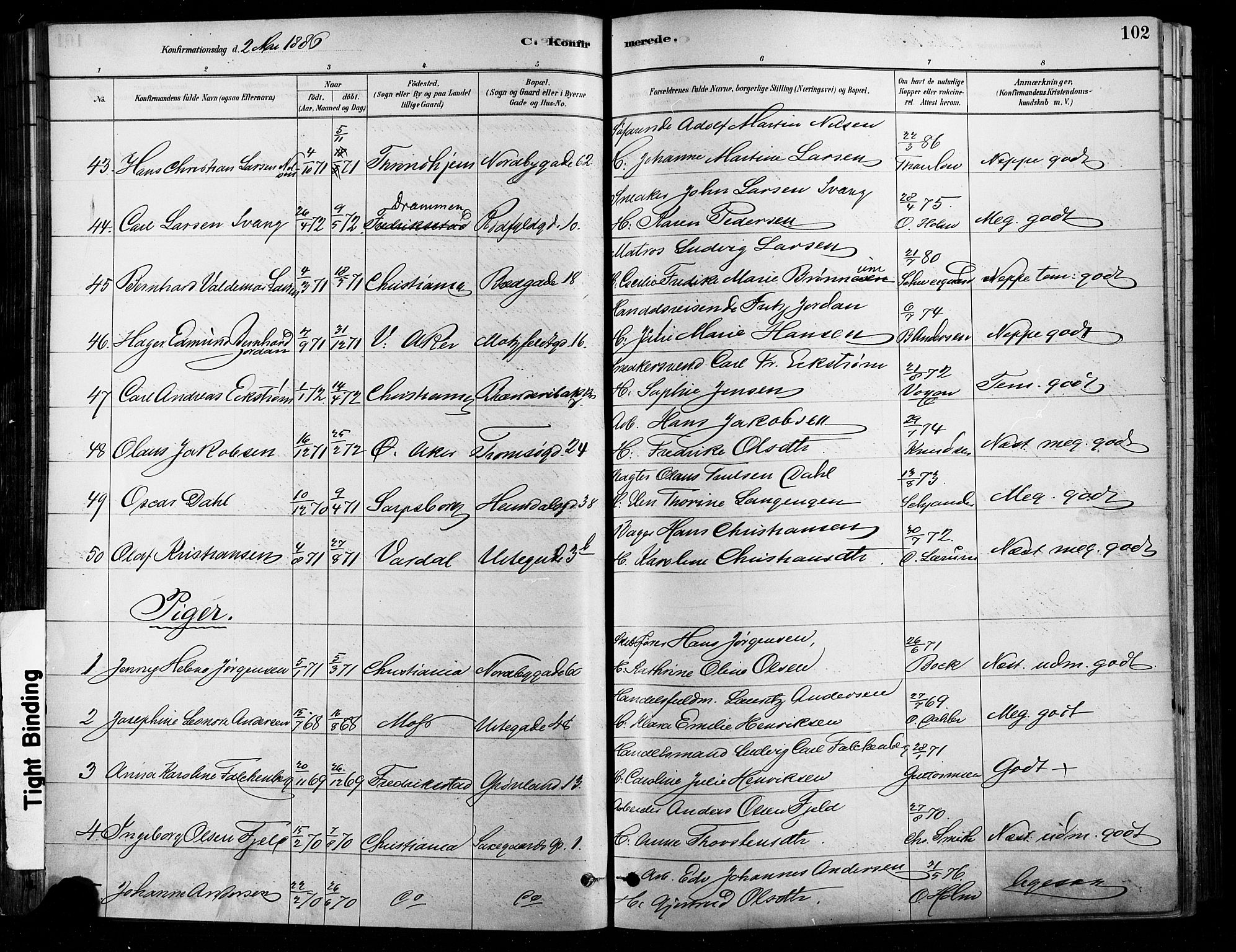 Grønland prestekontor Kirkebøker, AV/SAO-A-10848/F/Fa/L0008: Parish register (official) no. 8, 1881-1893, p. 102