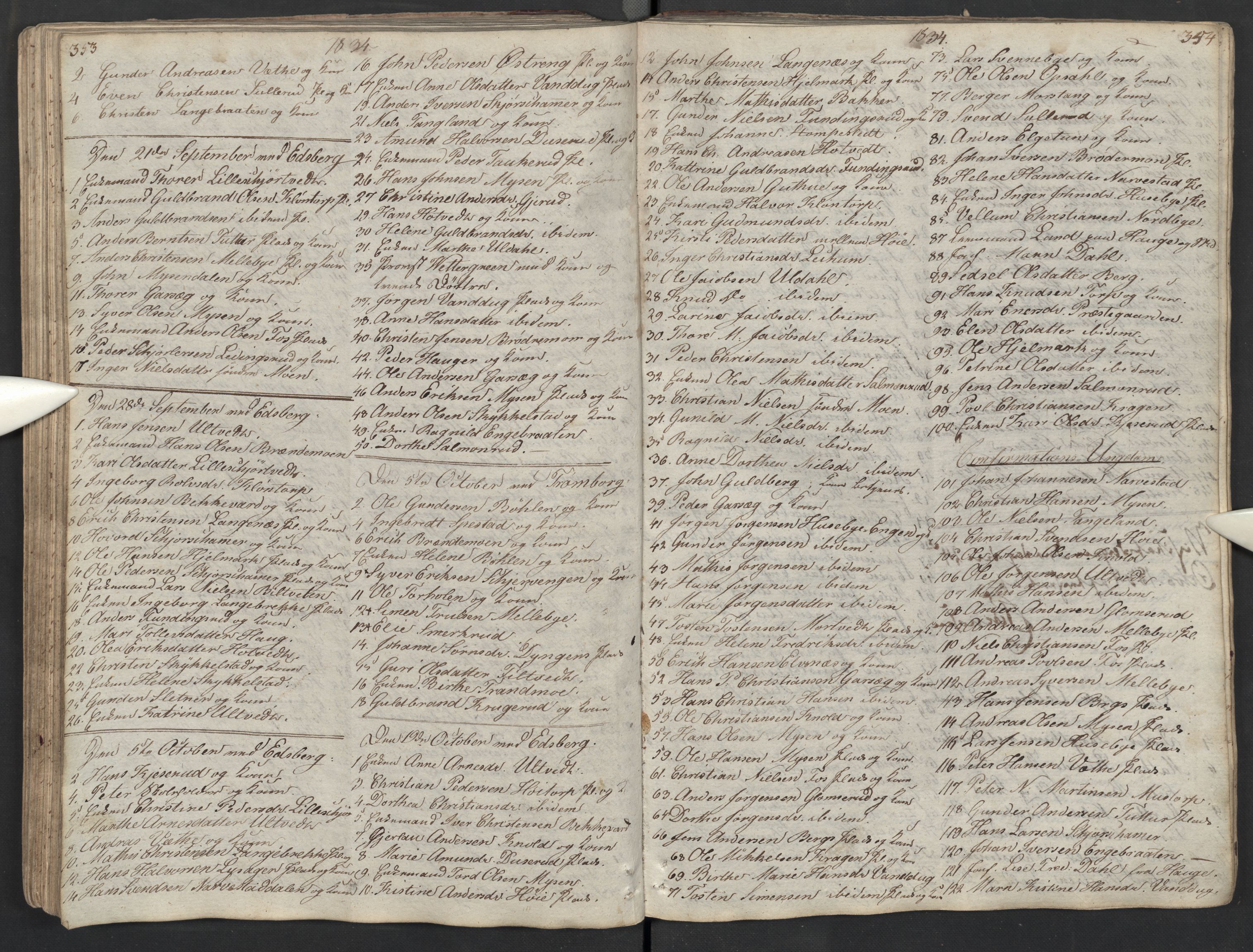 Eidsberg prestekontor Kirkebøker, AV/SAO-A-10905/M/Ma/L0002: Communicants register no. I 2, 1821-1841, p. 353-354