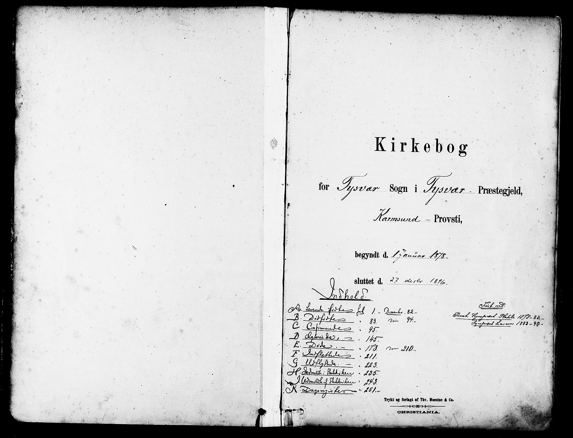Tysvær sokneprestkontor, SAST/A -101864/H/Ha/Haa/L0006: Parish register (official) no. A 6, 1878-1896