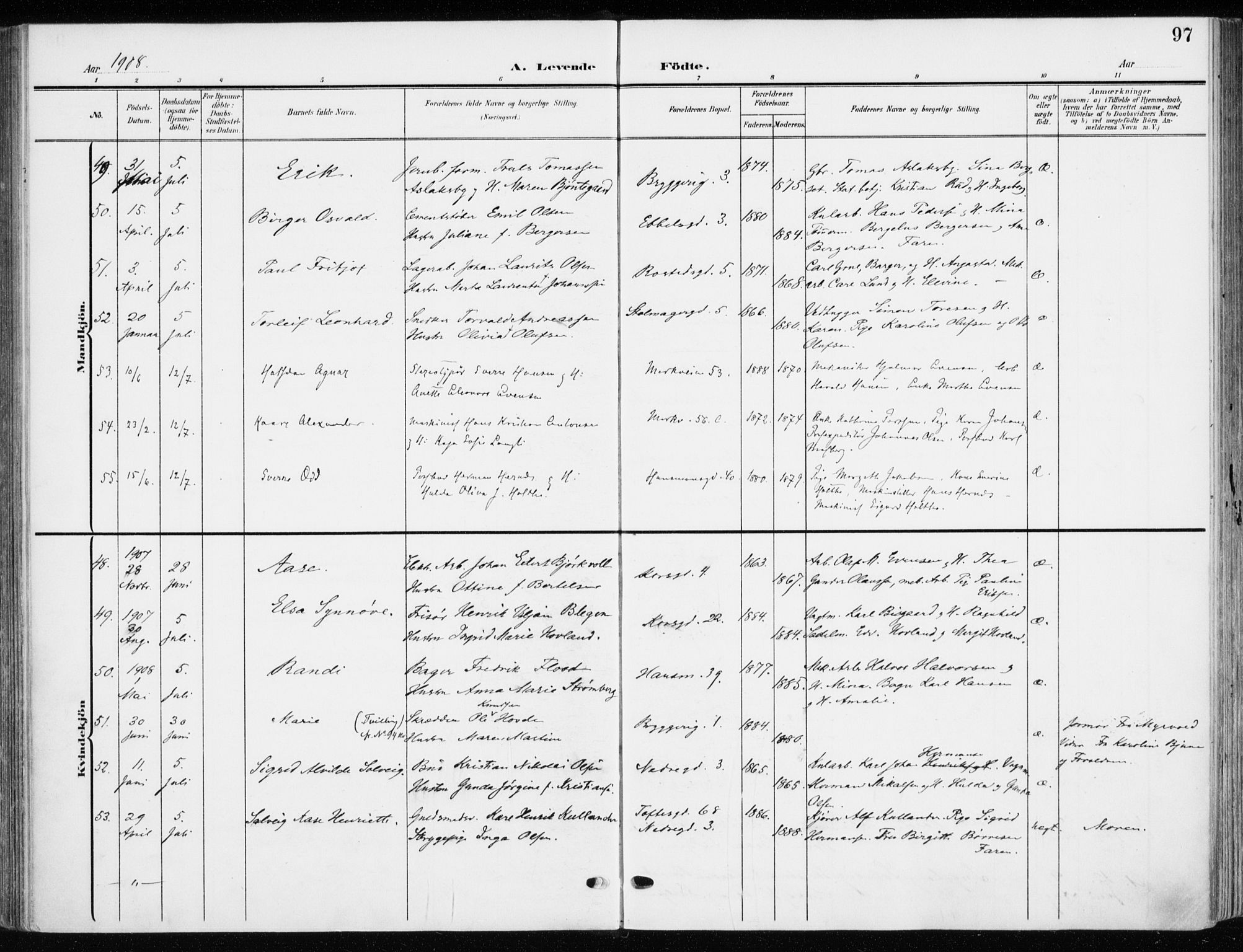 Jakob prestekontor Kirkebøker, AV/SAO-A-10850/F/Fa/L0005b: Parish register (official) no. 5b, 1904-1922, p. 97