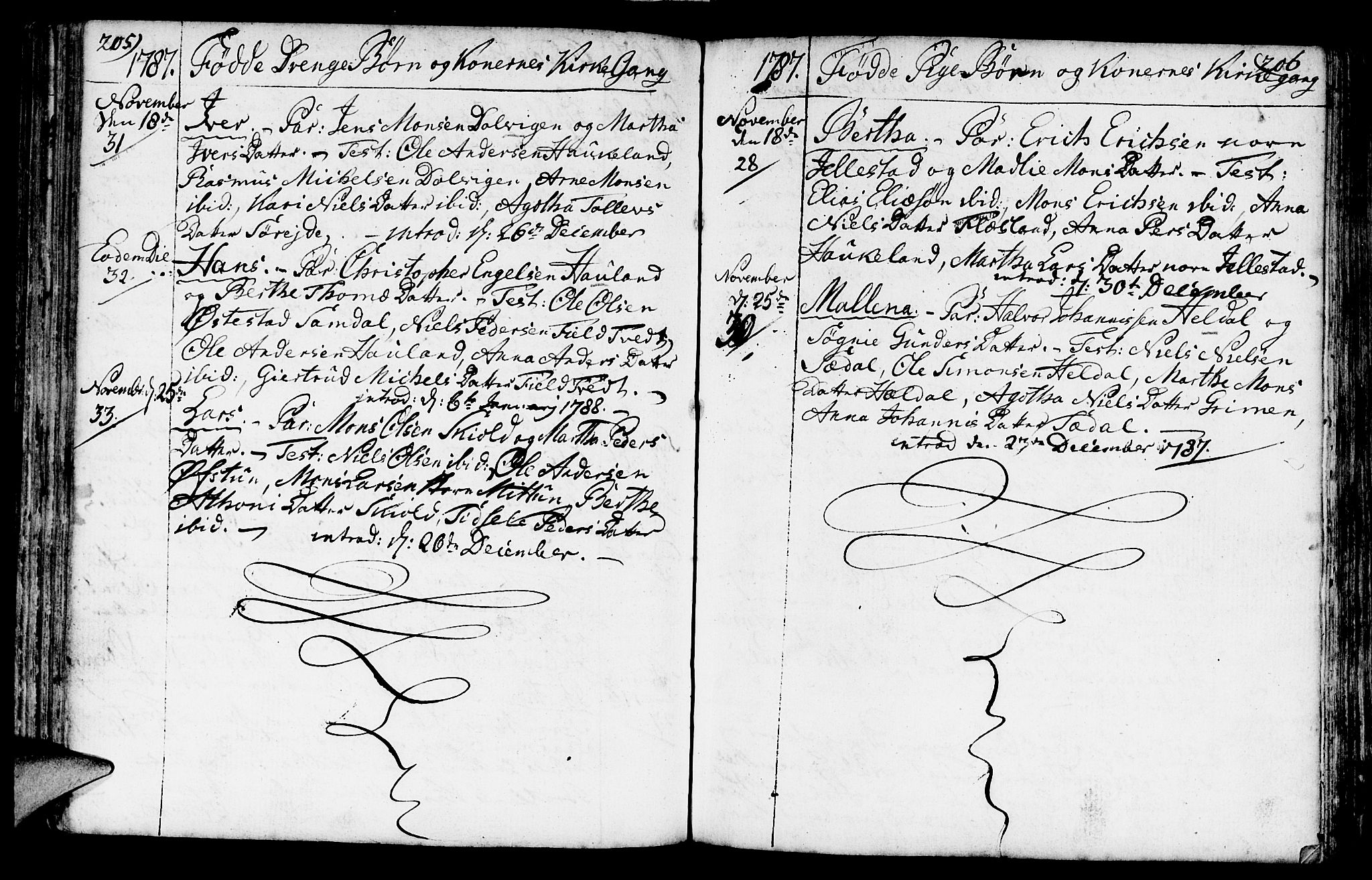 Fana Sokneprestembete, AV/SAB-A-75101/H/Haa/Haaa/L0005: Parish register (official) no. A 5, 1773-1799, p. 205-206