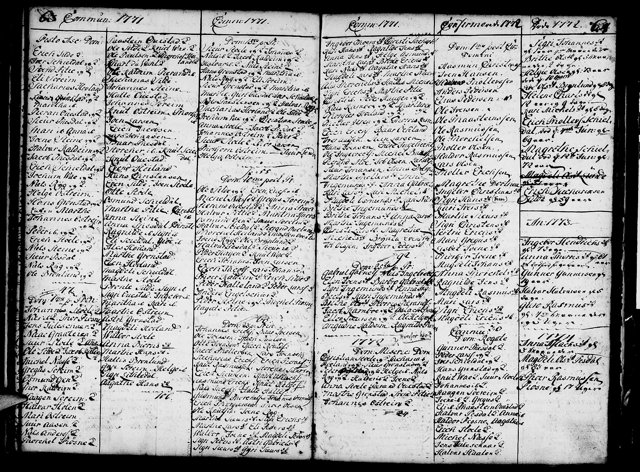 Etne sokneprestembete, AV/SAB-A-75001/H/Haa: Parish register (official) no. A 3 /1, 1755-1782, p. 63-64