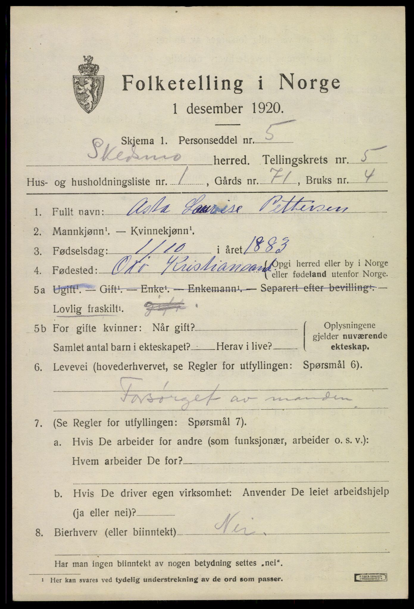 SAO, 1920 census for Skedsmo, 1920, p. 5177