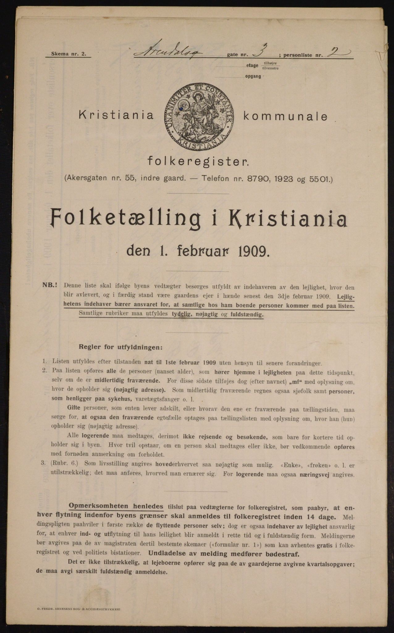 OBA, Municipal Census 1909 for Kristiania, 1909, p. 1879