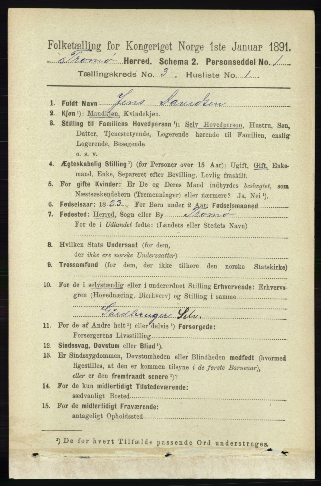 RA, 1891 census for 0921 Tromøy, 1891, p. 959