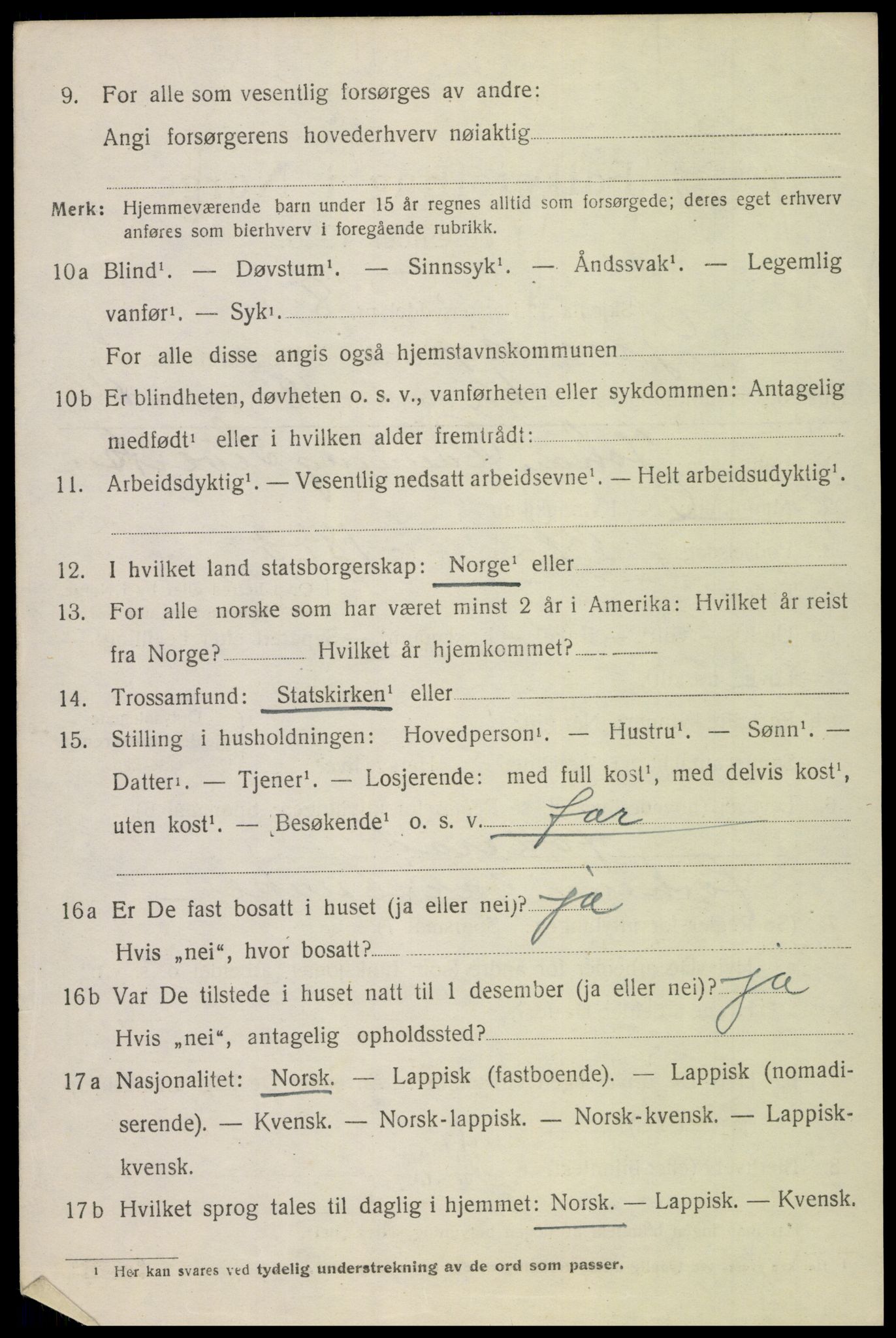 SAT, 1920 census for Gimsøy, 1920, p. 1290