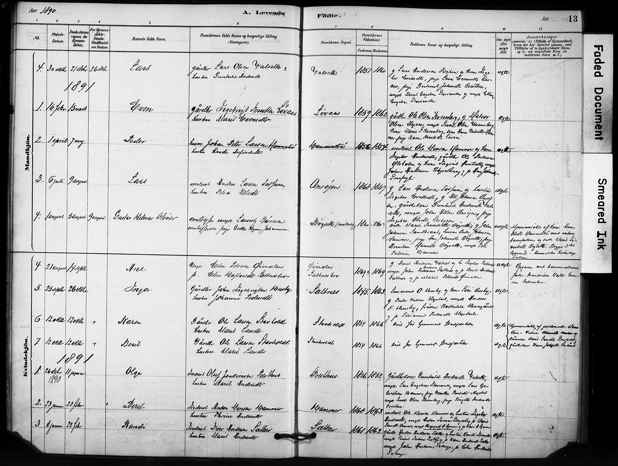 Ministerialprotokoller, klokkerbøker og fødselsregistre - Sør-Trøndelag, SAT/A-1456/666/L0786: Parish register (official) no. 666A04, 1878-1895, p. 13