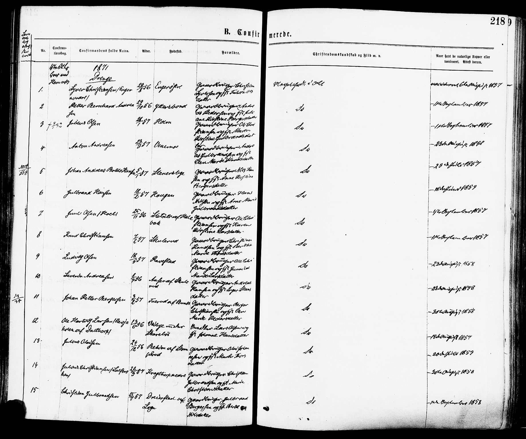 Høland prestekontor Kirkebøker, AV/SAO-A-10346a/F/Fa/L0012.a: Parish register (official) no. I 12A, 1869-1879, p. 218