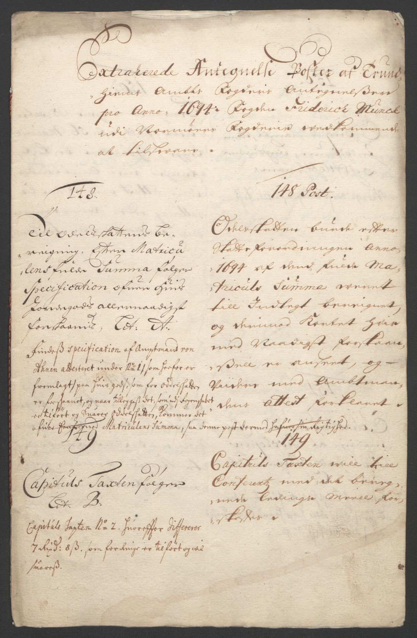 Rentekammeret inntil 1814, Reviderte regnskaper, Fogderegnskap, RA/EA-4092/R56/L3736: Fogderegnskap Nordmøre, 1694-1696, p. 133