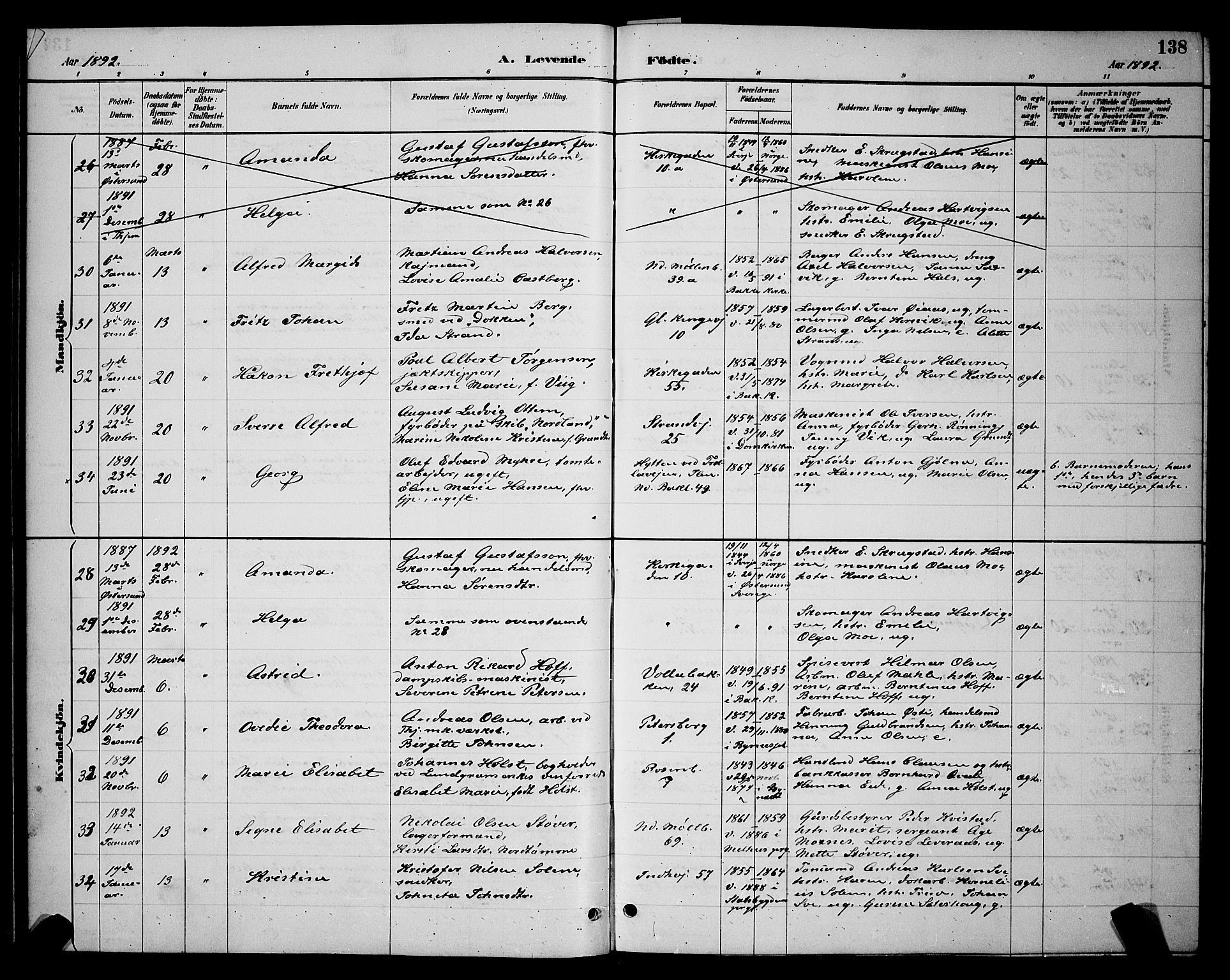 Ministerialprotokoller, klokkerbøker og fødselsregistre - Sør-Trøndelag, AV/SAT-A-1456/604/L0222: Parish register (copy) no. 604C05, 1886-1895, p. 138