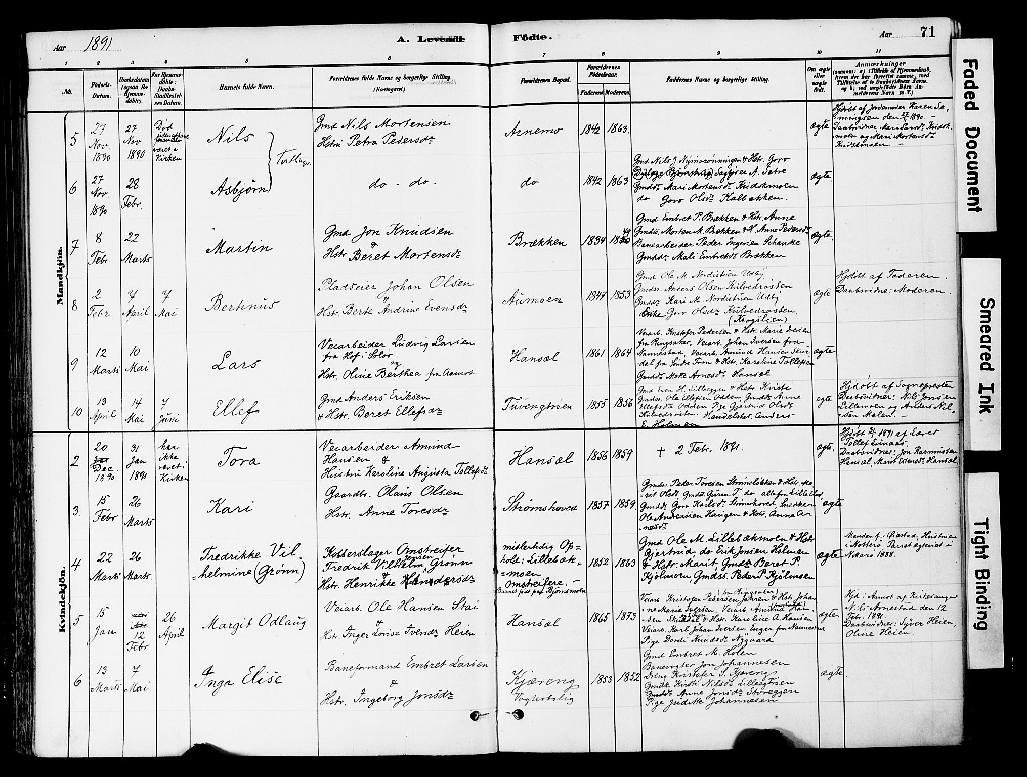 Tynset prestekontor, SAH/PREST-058/H/Ha/Haa/L0022: Parish register (official) no. 22, 1880-1899, p. 71