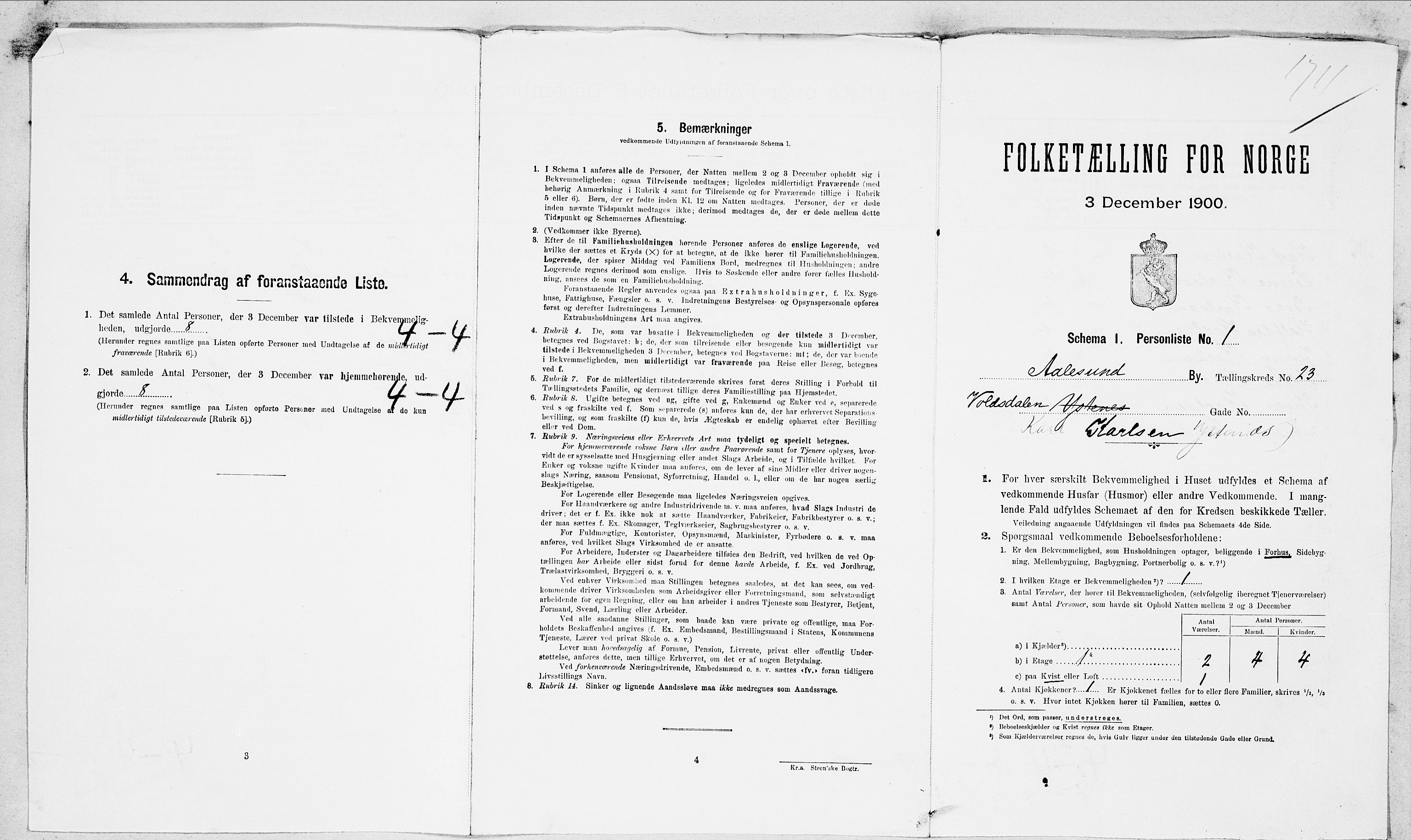 SAT, 1900 census for Ålesund, 1900, p. 5720