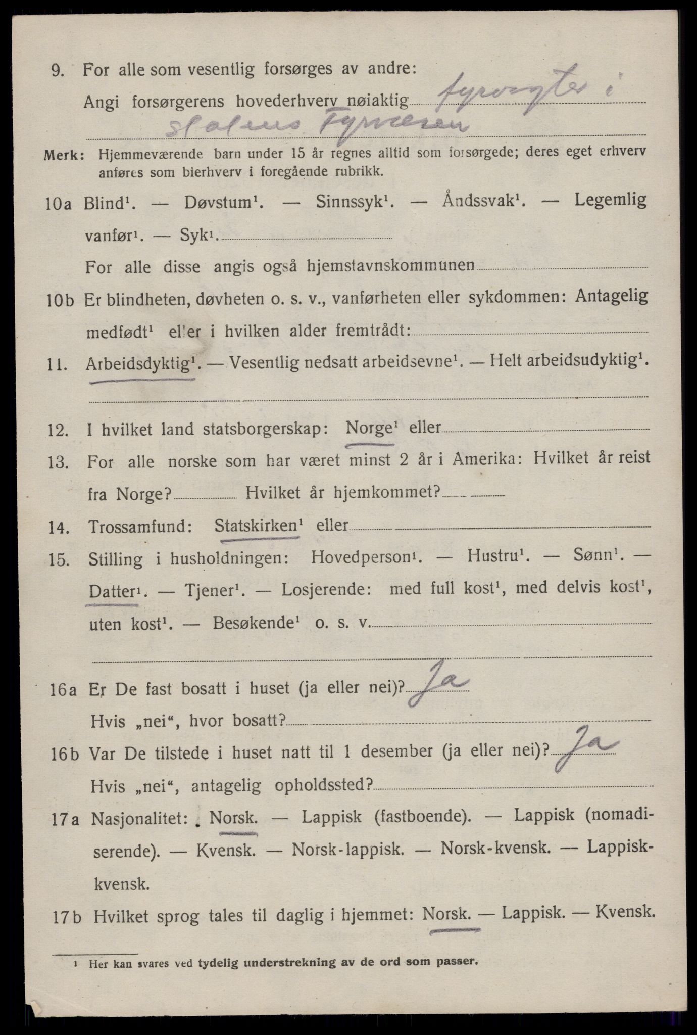 SAT, 1920 census for Værøy, 1920, p. 2218