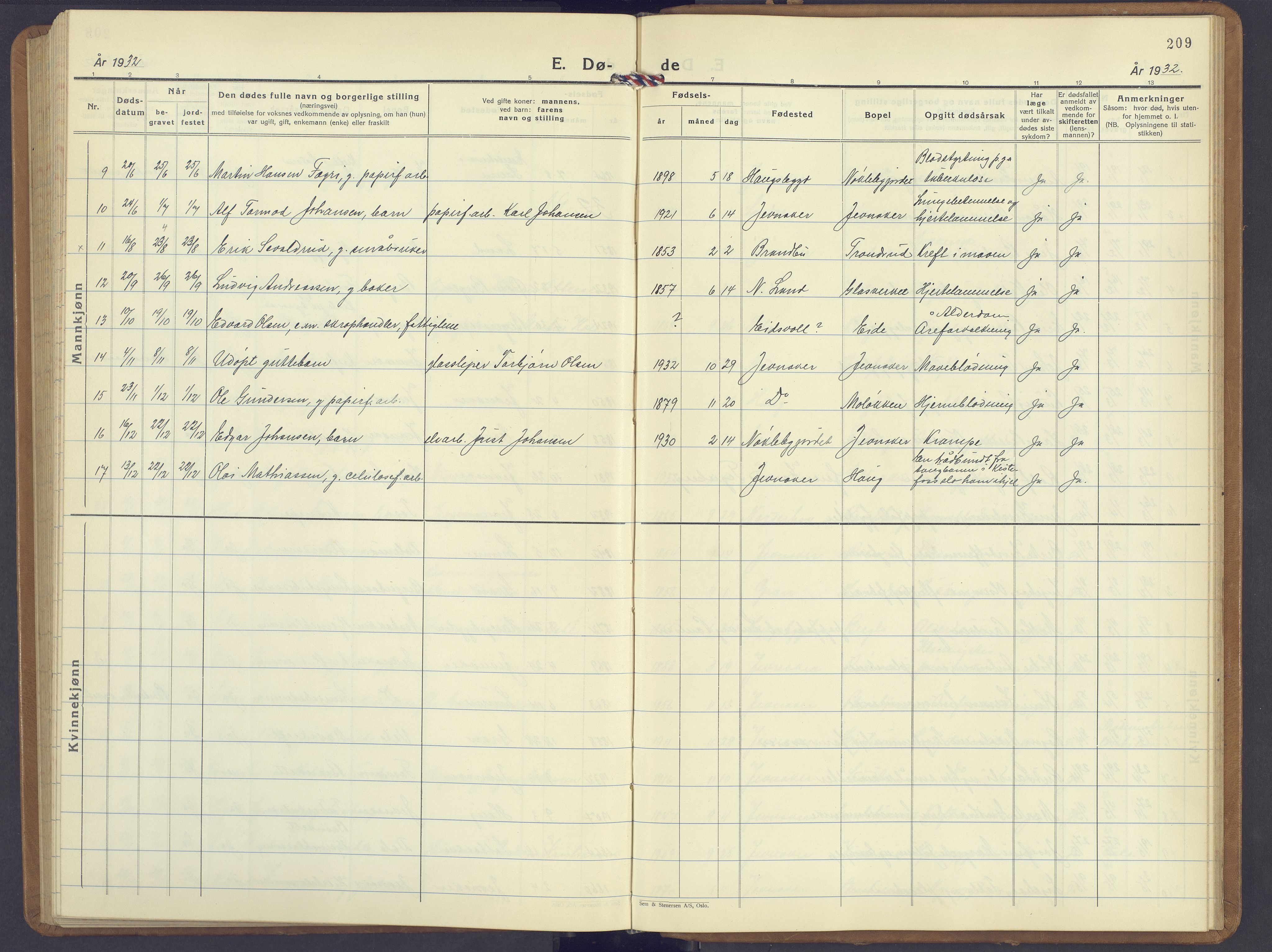 Jevnaker prestekontor, SAH/PREST-116/H/Ha/Hab/L0006: Parish register (copy) no. 6, 1930-1945, p. 209