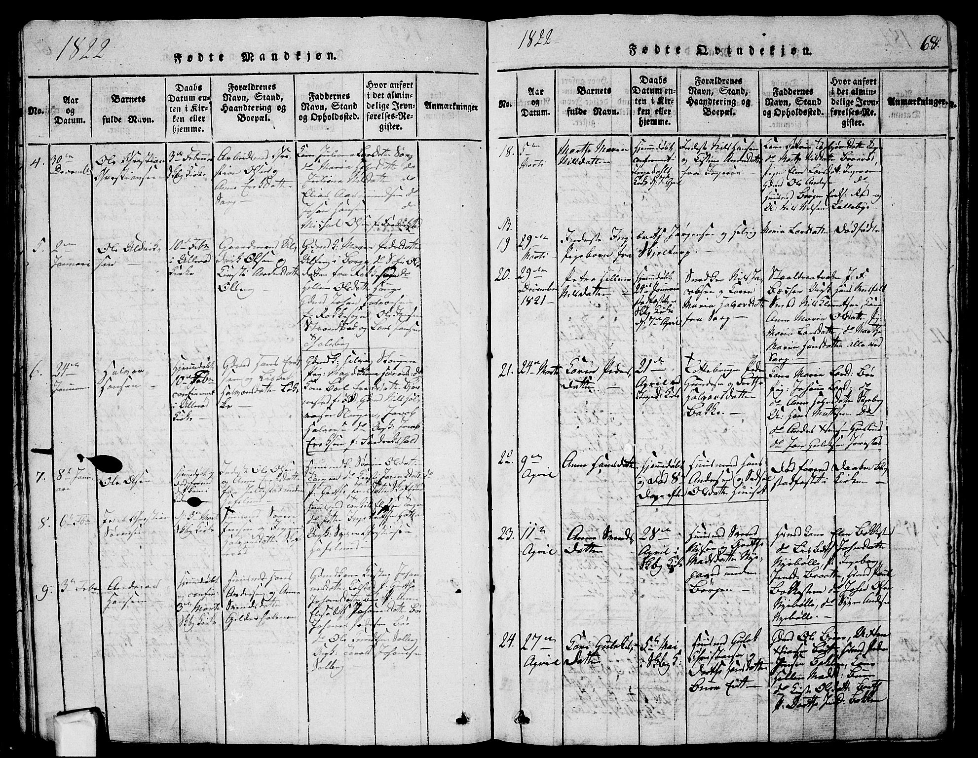 Skjeberg prestekontor Kirkebøker, SAO/A-10923/G/Ga/L0001: Parish register (copy) no. I 1, 1815-1830, p. 68