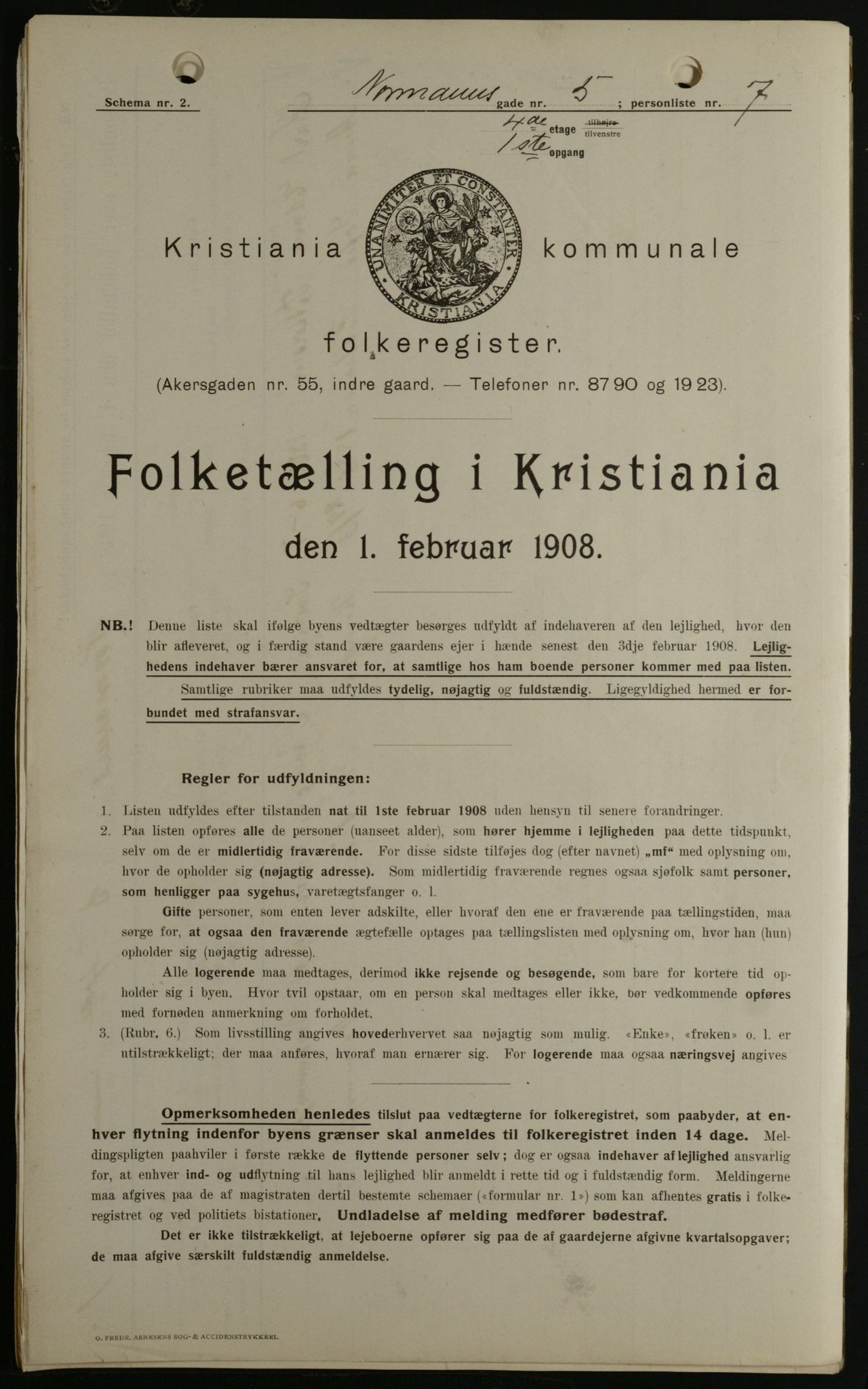 OBA, Municipal Census 1908 for Kristiania, 1908, p. 66034