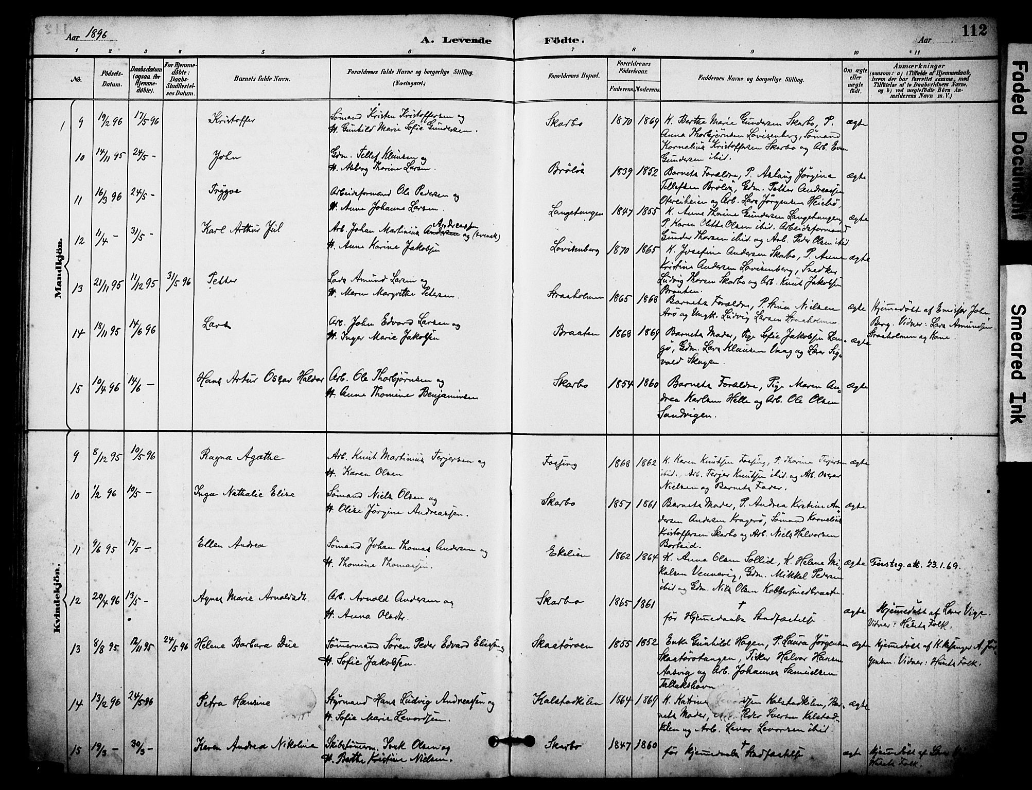 Skåtøy kirkebøker, AV/SAKO-A-304/F/Fa/L0002: Parish register (official) no. I 2, 1884-1899, p. 112