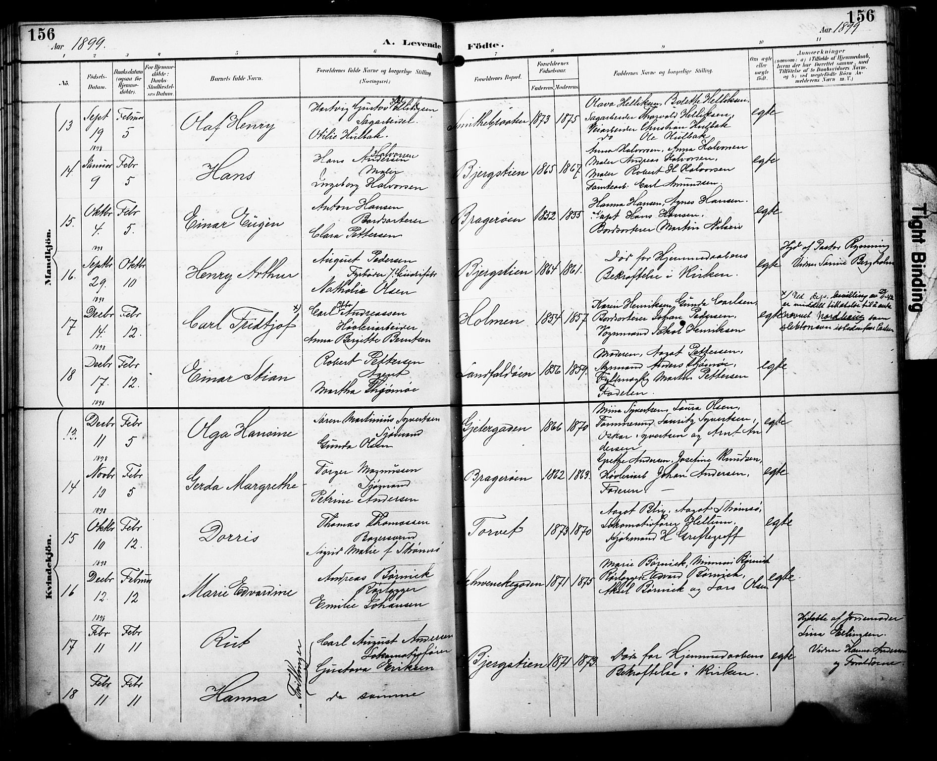 Bragernes kirkebøker, SAKO/A-6/F/Fb/L0008: Parish register (official) no. II 8, 1894-1902, p. 156