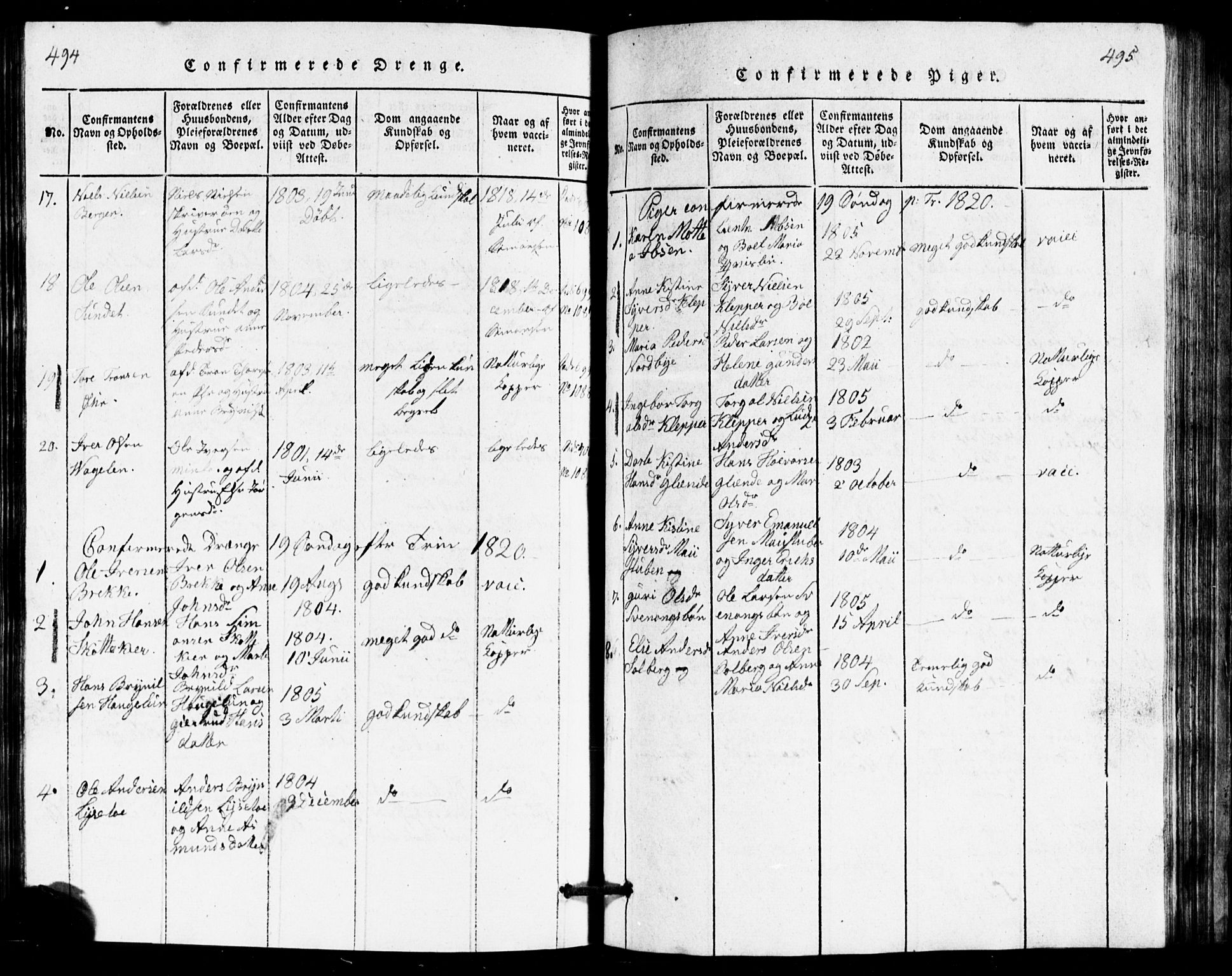 Idd prestekontor Kirkebøker, AV/SAO-A-10911/G/Ga/L0001: Parish register (copy) no. I 1, 1815-1826, p. 494-495