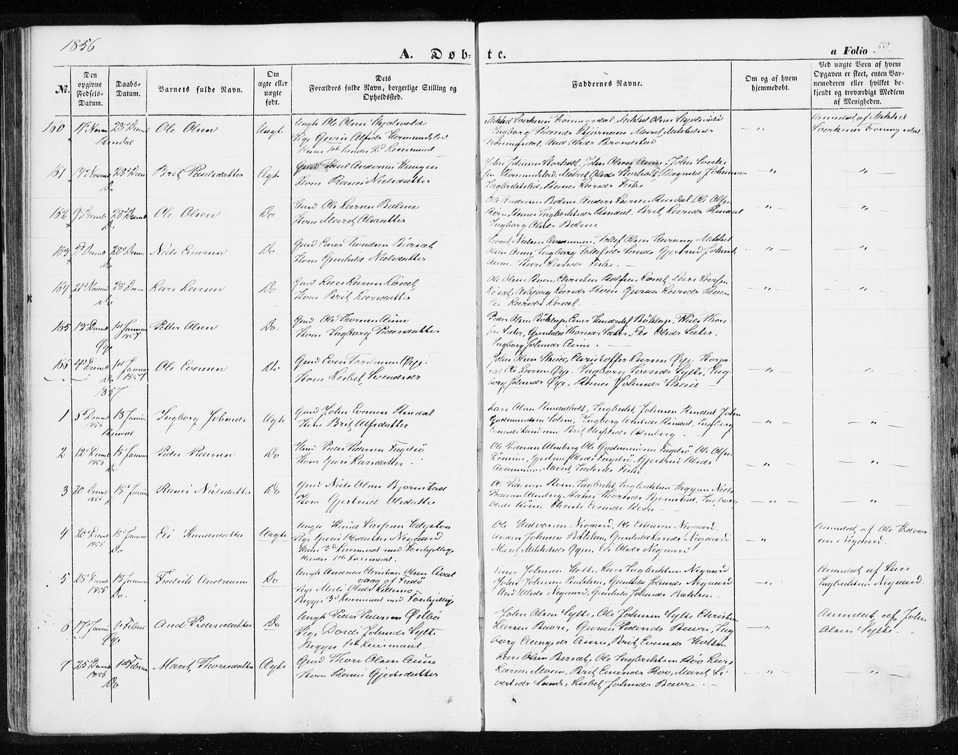 Ministerialprotokoller, klokkerbøker og fødselsregistre - Møre og Romsdal, AV/SAT-A-1454/595/L1044: Parish register (official) no. 595A06, 1852-1863, p. 59