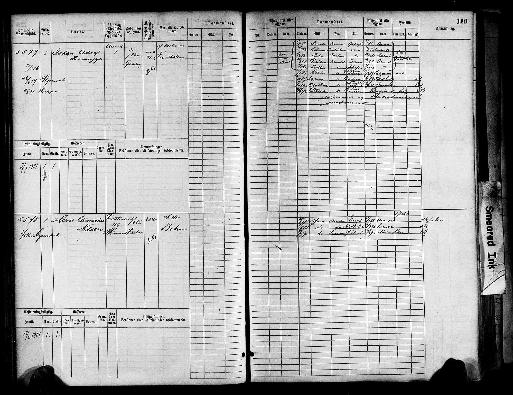 Arendal mønstringskrets, AV/SAK-2031-0012/F/Fb/L0017: Hovedrulle A nr 5323-6076, S-15, 1884-1892, p. 129