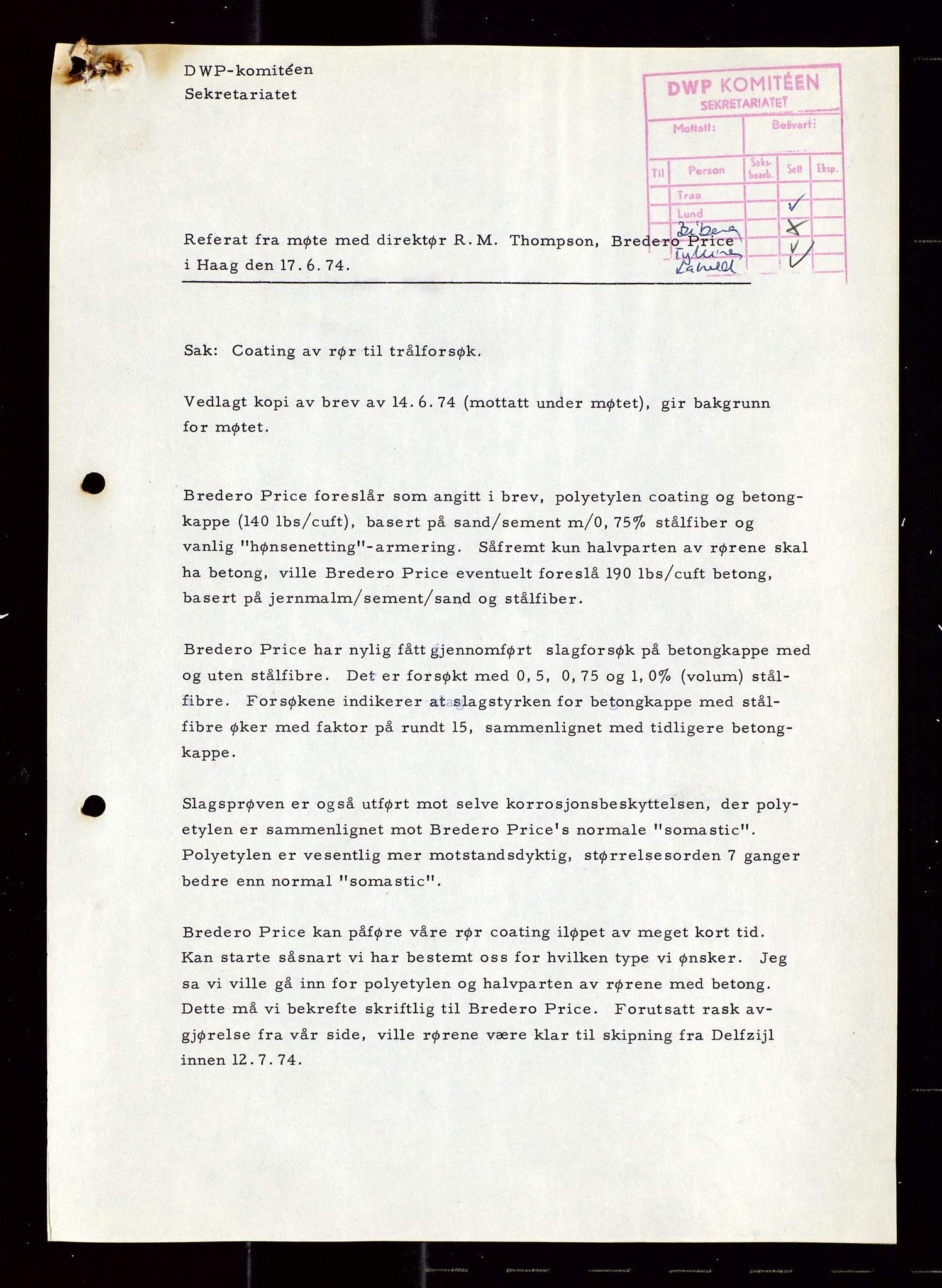 Industridepartementet, Oljekontoret, AV/SAST-A-101348/Di/L0004: DWP, møter, komite`møter, 761 forskning/teknologi, 1972-1975, p. 469