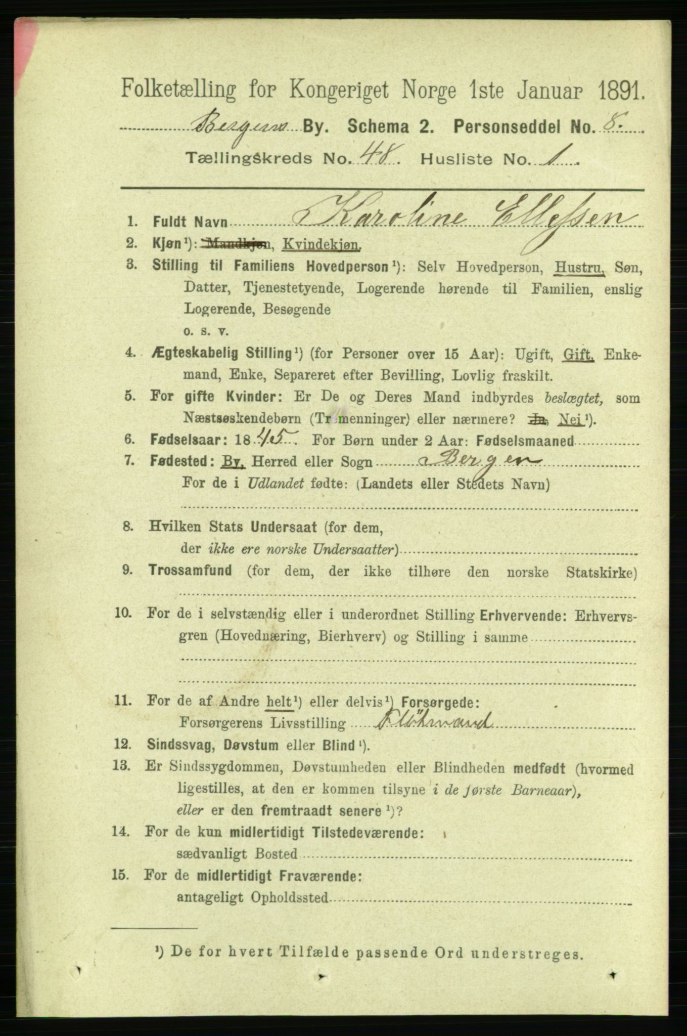 RA, 1891 Census for 1301 Bergen, 1891, p. 56910