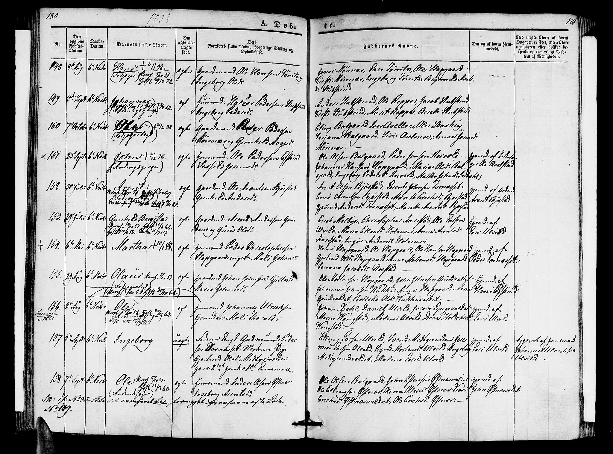 Ministerialprotokoller, klokkerbøker og fødselsregistre - Nord-Trøndelag, SAT/A-1458/723/L0238: Parish register (official) no. 723A07, 1831-1840, p. 180-181